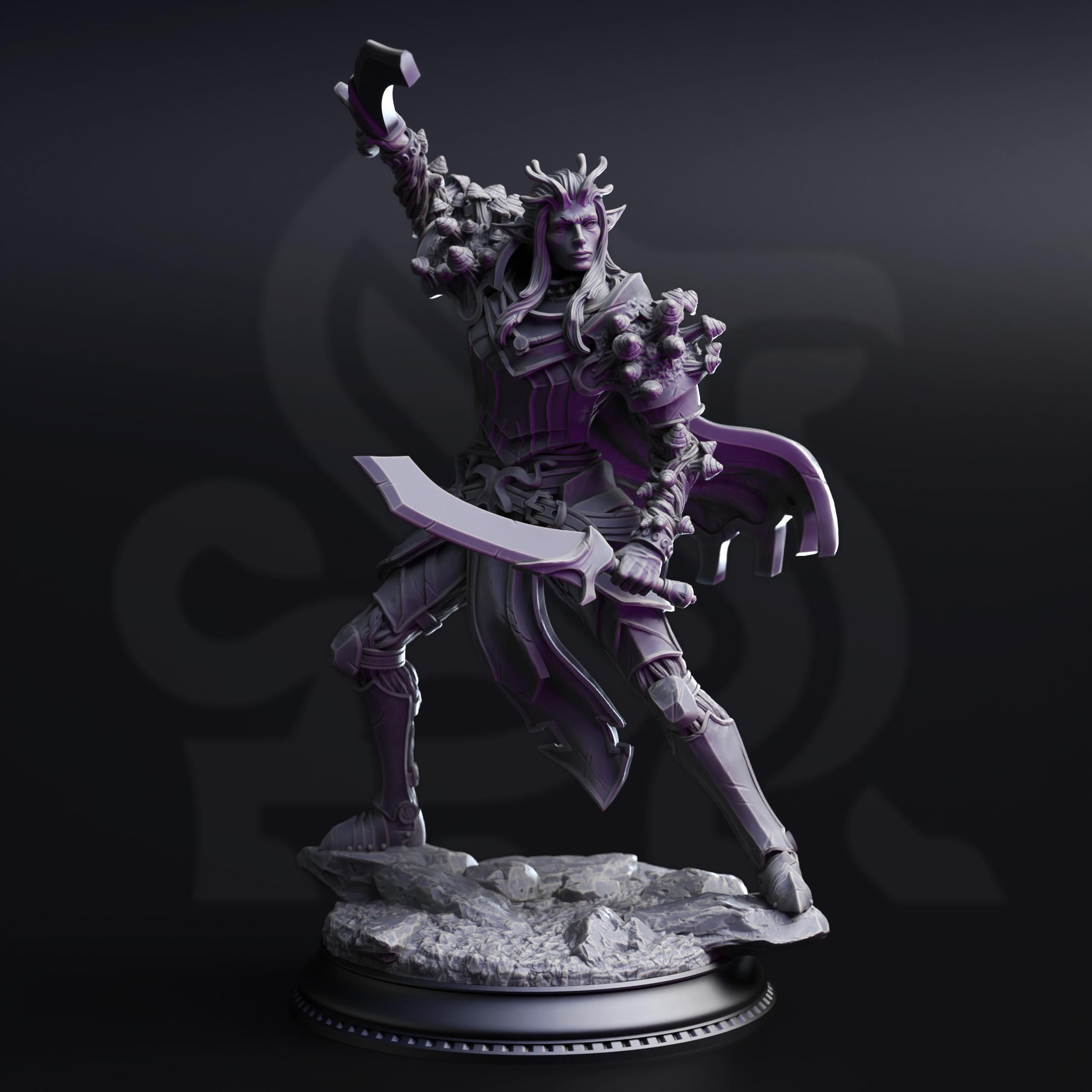 Servant of Vaesirak | Drow Dark Elf Paladin Fighter | 32mm / 28mm / 75mm | Ideal for Tabletop RPGs | Dungeons and Dragons - Dm Stash