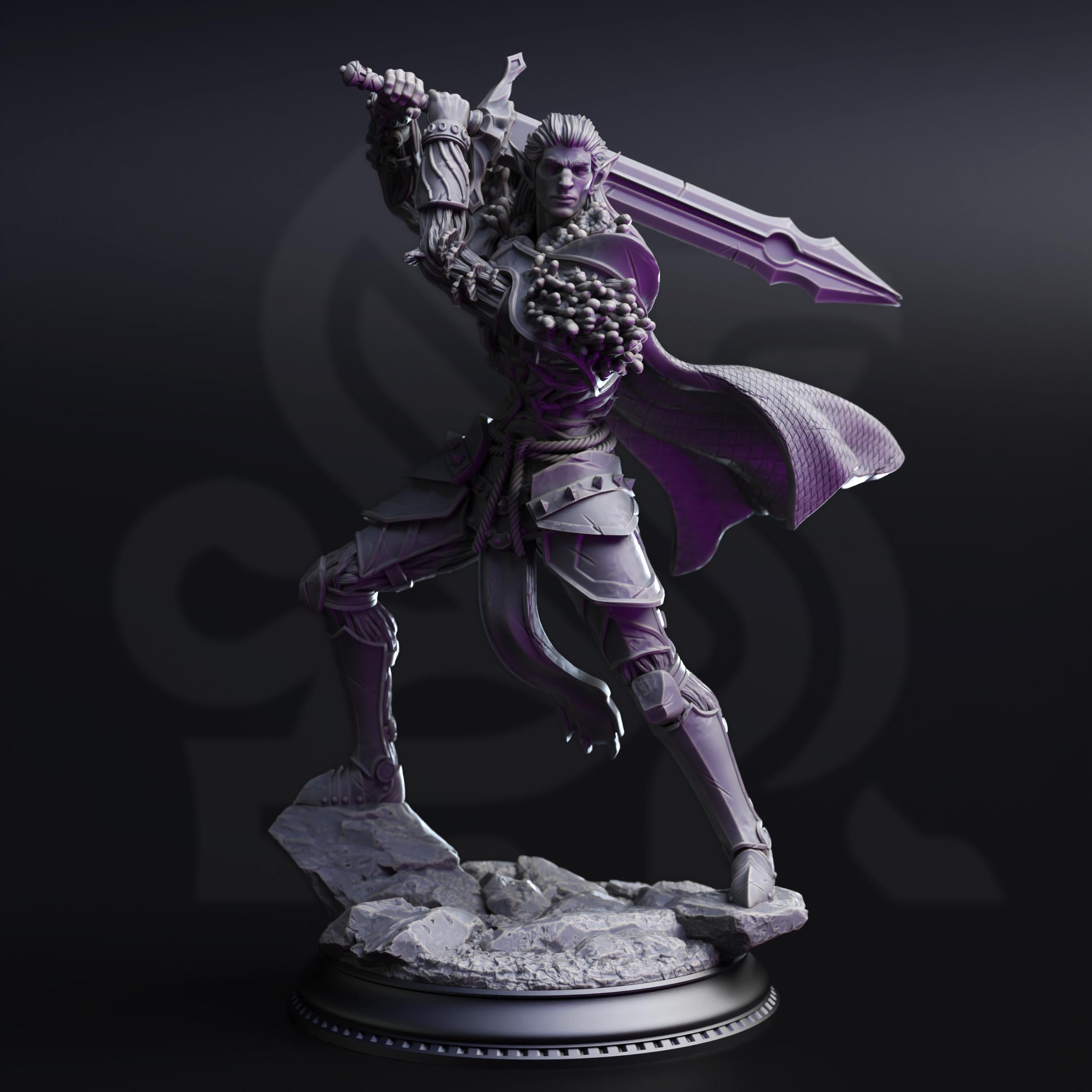 Servant of Vaesirak | Drow Dark Elf Paladin Fighter | 32mm / 28mm / 75mm | Ideal for Tabletop RPGs | Dungeons and Dragons - Dm Stash