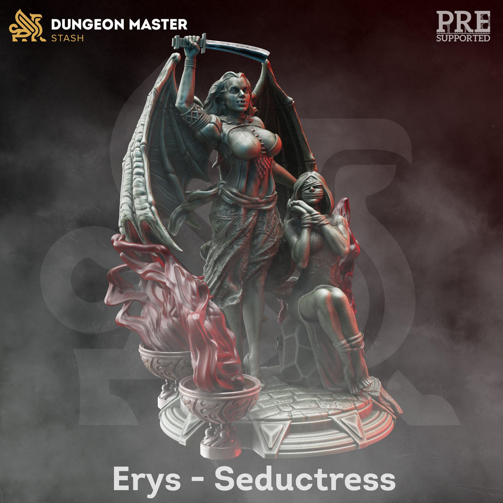 Erys | Vampire Seductress W Hostage Monster Curse Of Strahd | 32mm / 28mm / 75mm | Ideal for Tabletop RPGs | Dungeons and Dragons - Dm Stash