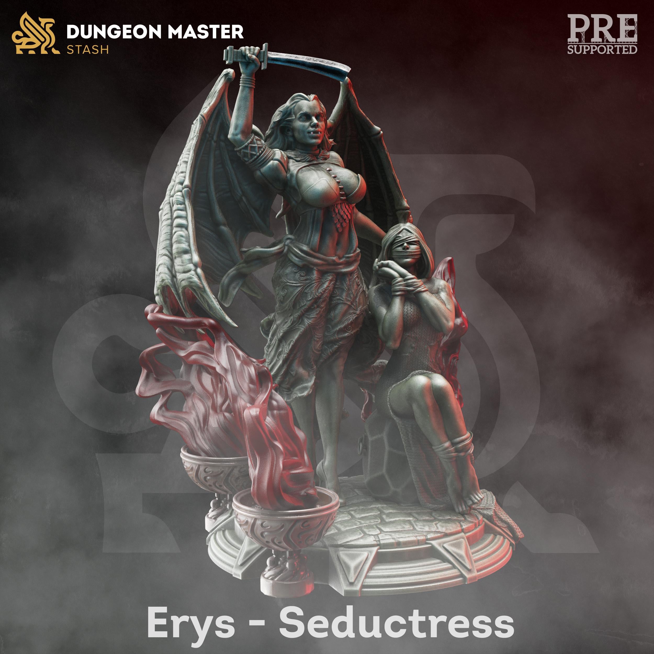 Erys | Vampire Seductress W Hostage Monster Curse Of Strahd | 32mm / 28mm / 75mm | Ideal for Tabletop RPGs | Dungeons and Dragons - Dm Stash