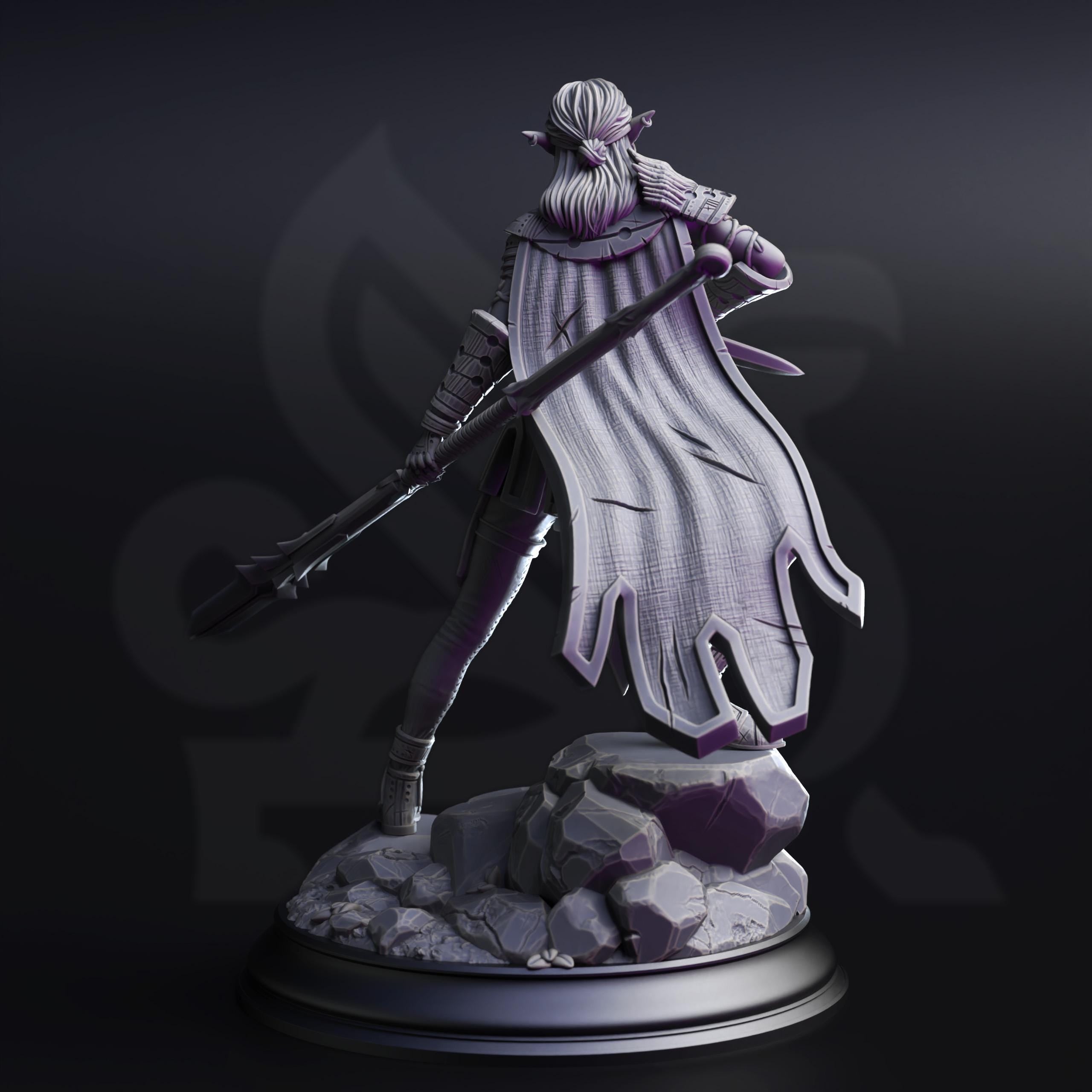 Vixa Indwynath | Female Drow Dark Elf Paladin Fighter | 32mm / 28mm / 75mm | Ideal for Tabletop RPGs | Dungeons and Dragons - Dm Stash