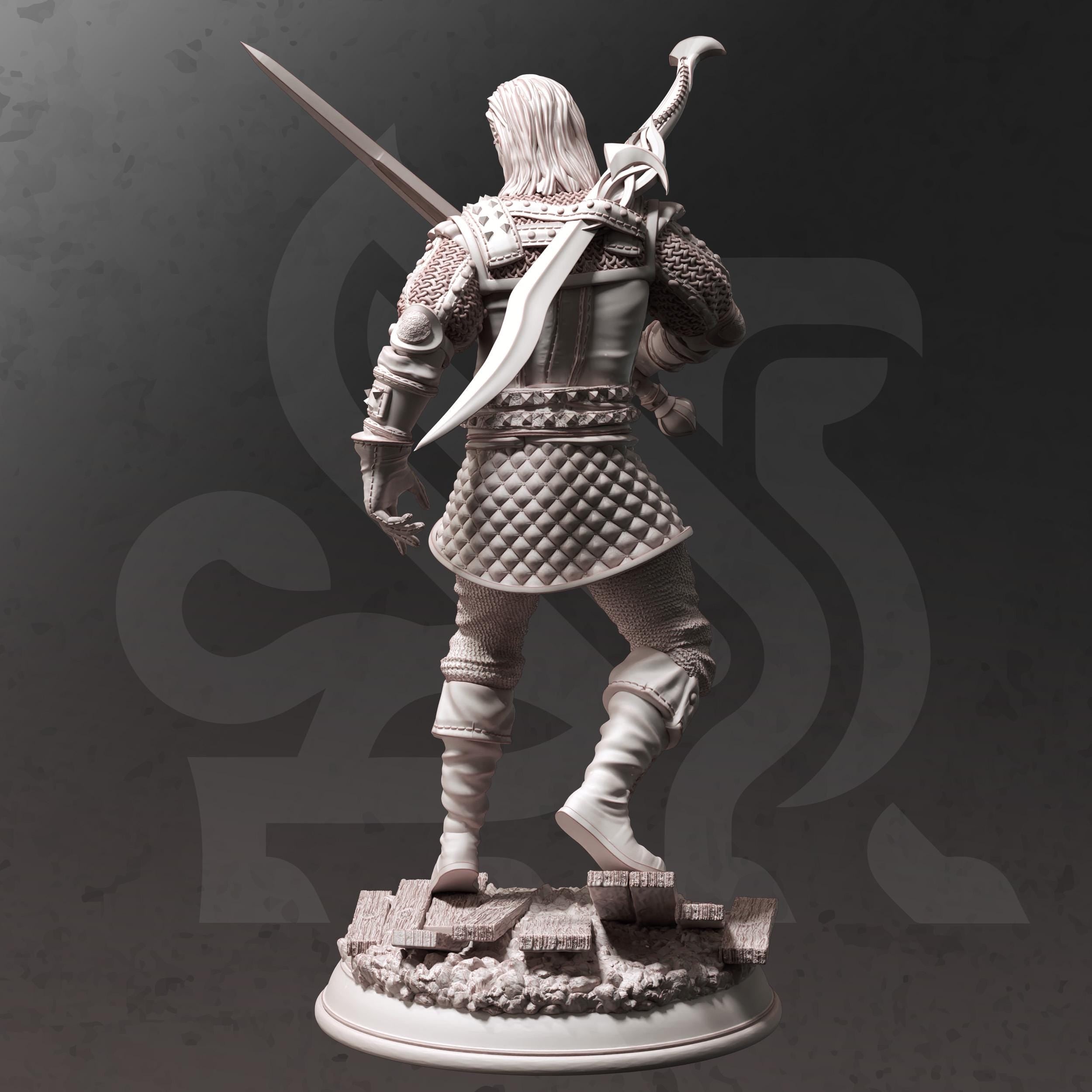 Tarick Wolfheart Fighter Miniature DND Miniature | 32mm Resin RPG Figure Dungeons and Dragons