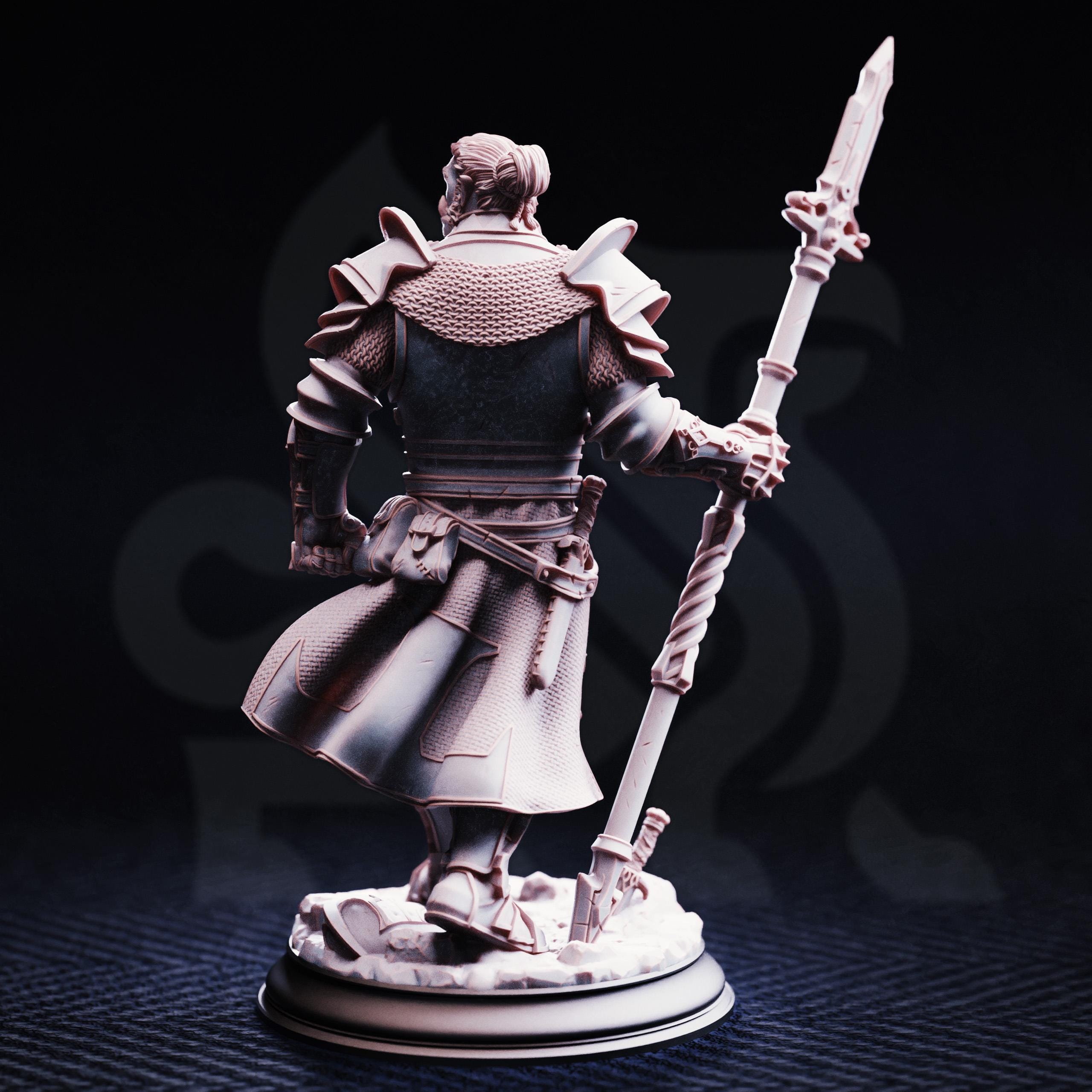 Krunthar Orc Knight Miniature DND Miniature | 32mm Resin RPG Figure Dungeons and Dragons
