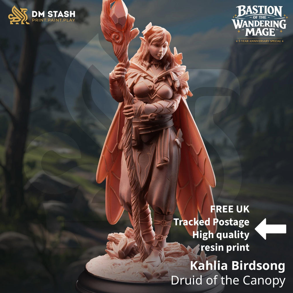 Kahlia Birdsong Elf Druid DND Miniature | 32mm Resin RPG Figure Dungeons and Dragons