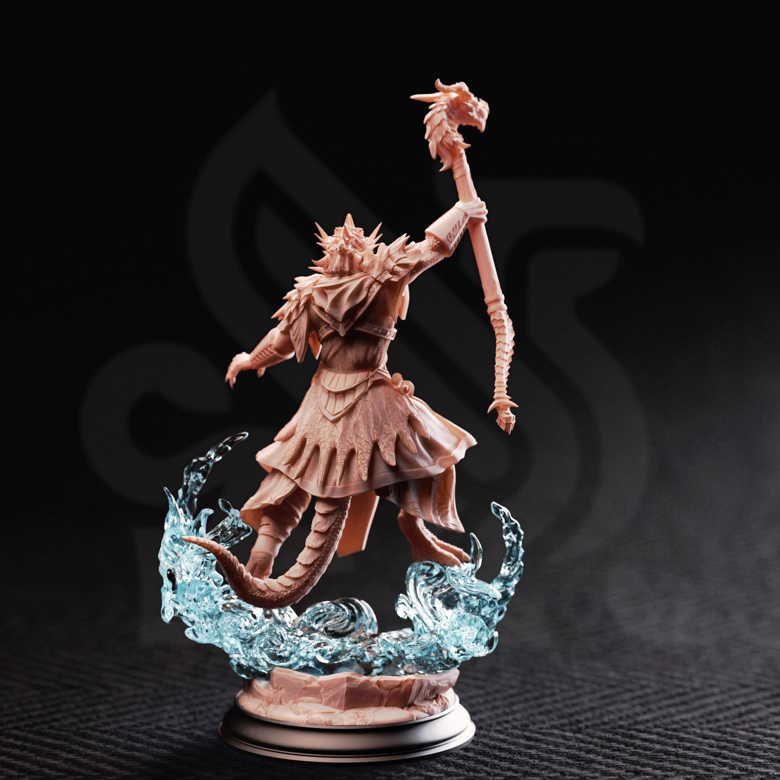 Azitak Stormscale Dragonborn Sorcerer DND Miniature | 32mm Resin RPG Figure Dungeons and Dragons