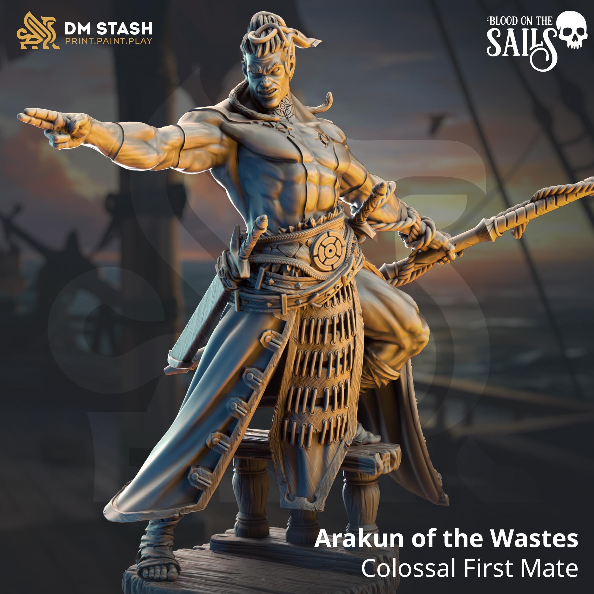Arakun Goliath Pirate Barbarian Fighter DND Miniature | 32mm Resin RPG Figure Dungeons and Dragons