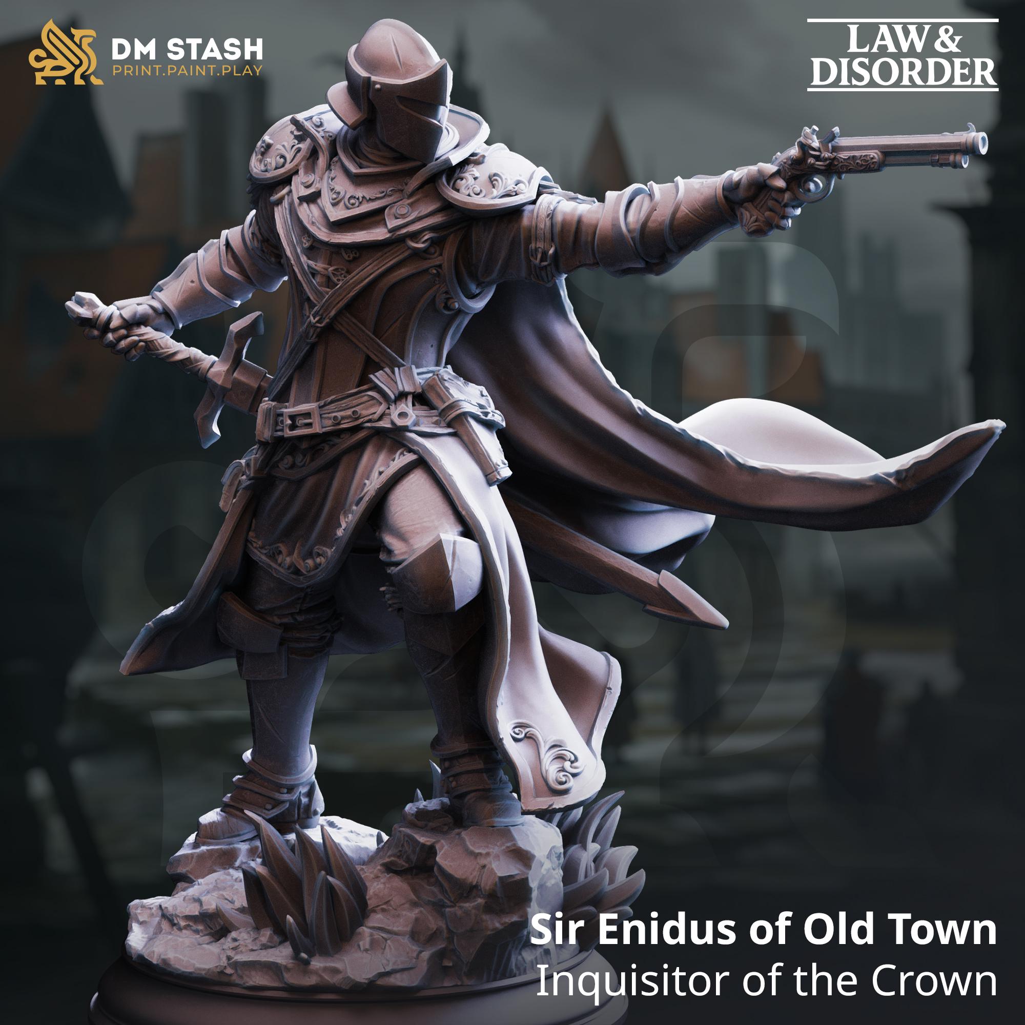 Sir Enidus | Human Elf Gunslinger Paladin Knight Fighter | 32mm / 28mm / 75mm | Ideal for Tabletop RPGs | Dungeons and Dragons - Dm Stash