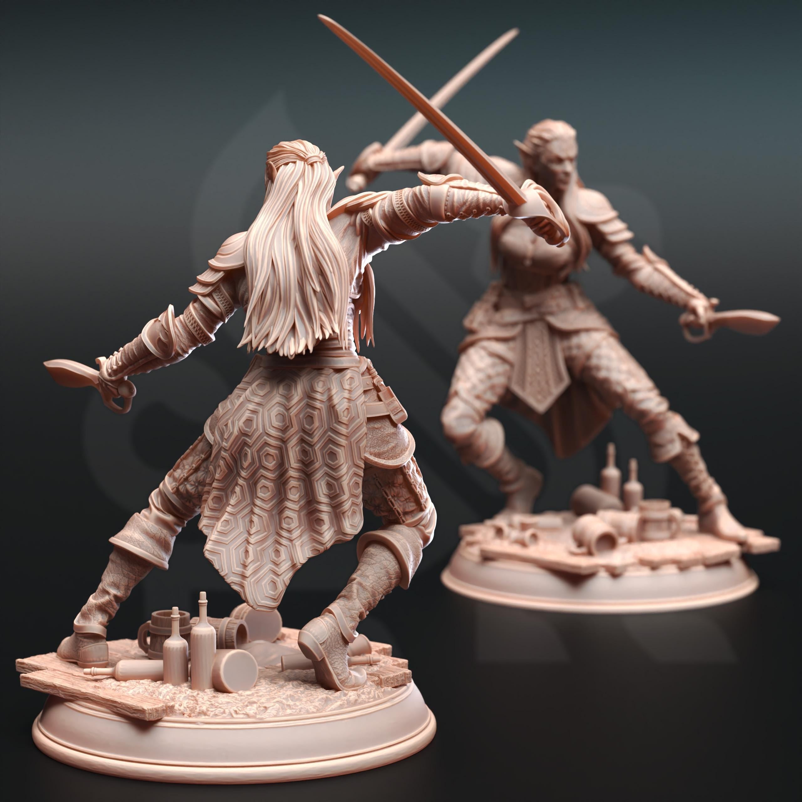Hali Brookes| Air Genasi Elf Drow Rogue | 32mm / 28mm / 75mm | Ideal for Tabletop RPGs | Dungeons and Dragons - Dm Stash