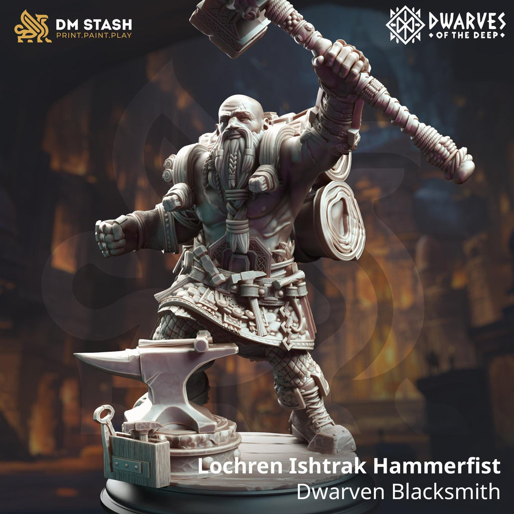 Lochren Hammerfist | Dwarf Duergar Artificer Blacksmith NPC | 32mm / 28mm / 75mm | Ideal for Tabletop RPGs | Dungeons and Dragons - Dm Stash