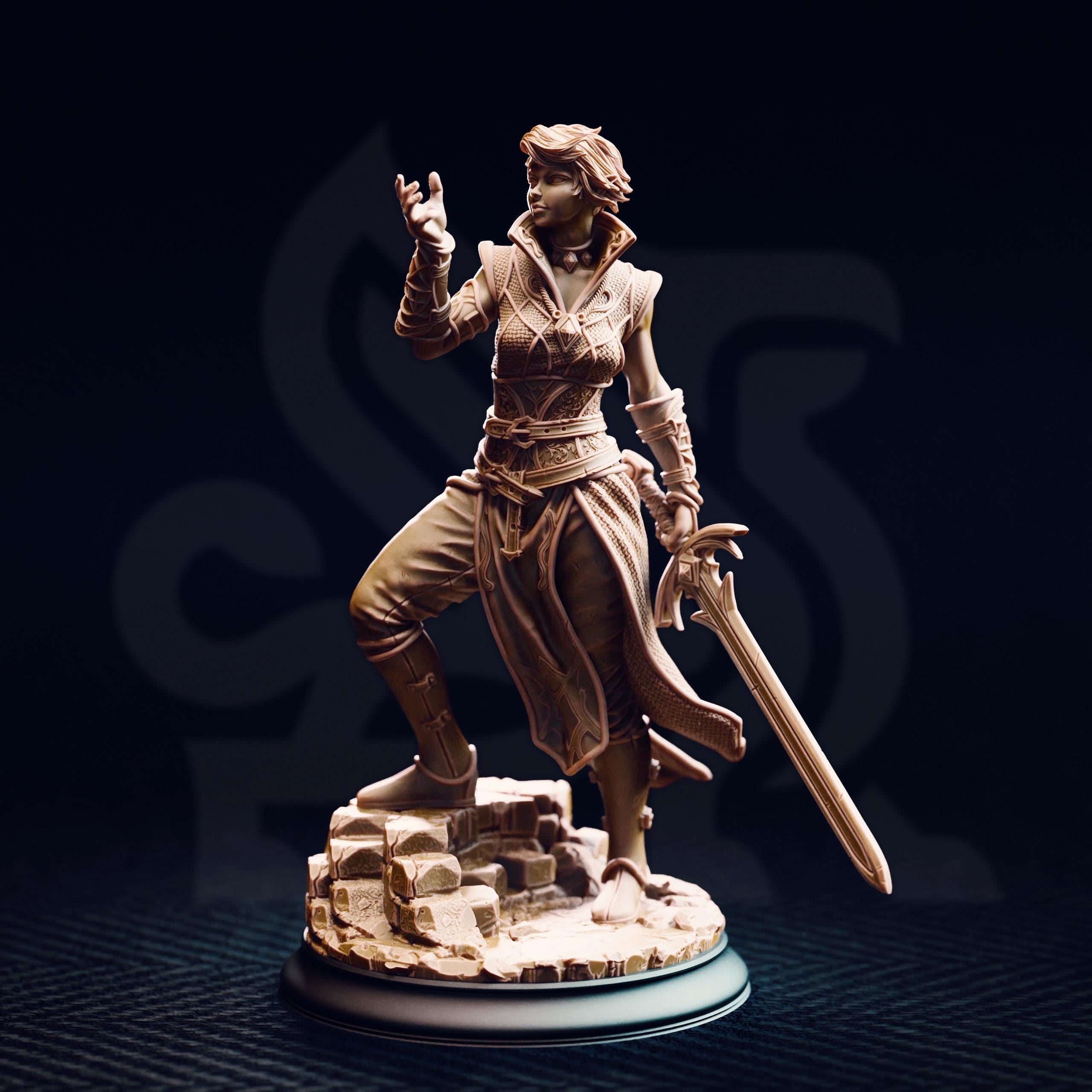 Karisia | Half Elf Ranger Warlock Fighter Paladin | 32mm / 28mm / 75mm | Ideal for Tabletop RPGs | Dungeons and Dragons - Dm Stash