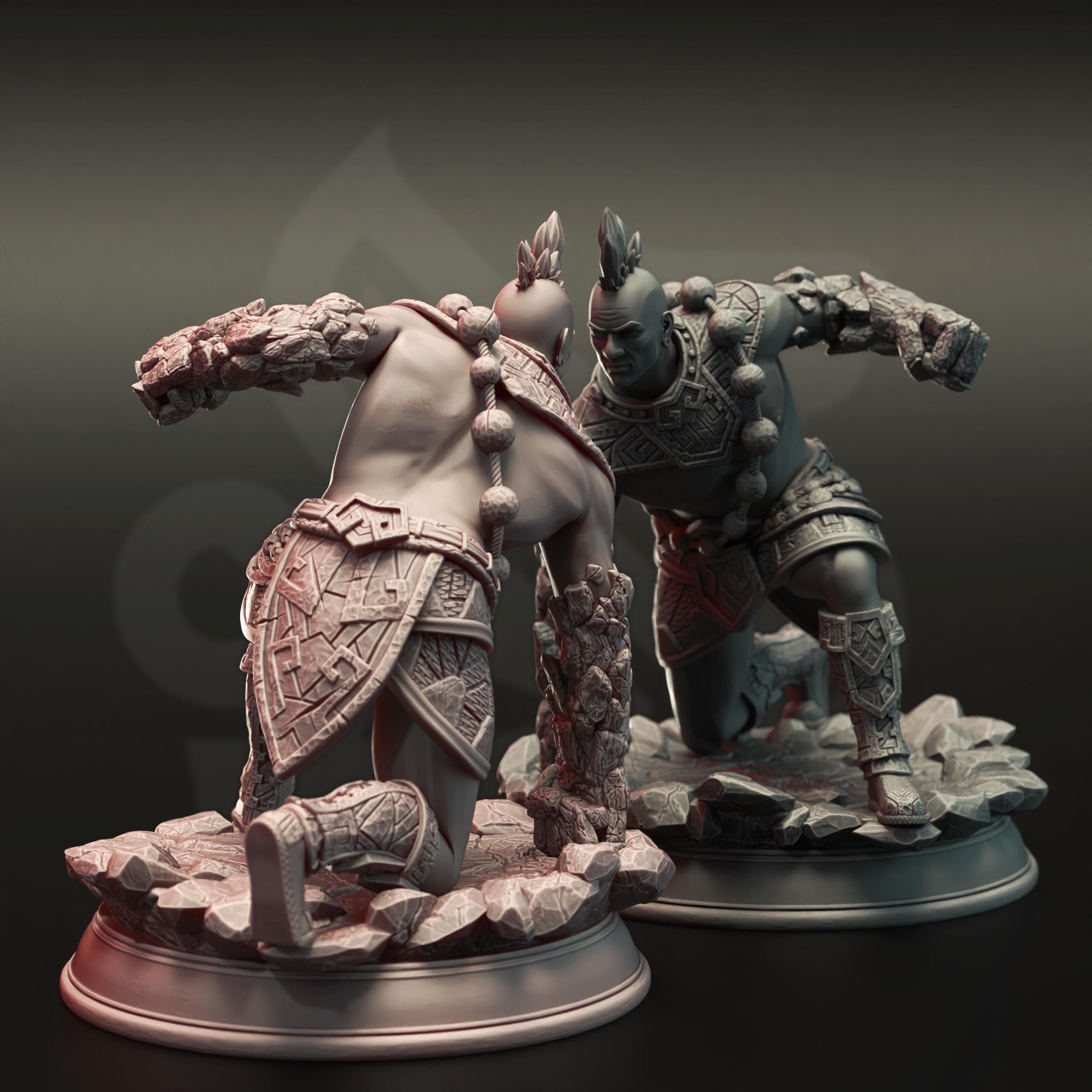 Markus Craghand | Earth Genasi  | Fighter Monk Barbarian | 32mm / 28mm / 75mm | Ideal for Tabletop RPGs | Dungeons and Dragons - Dm Stash