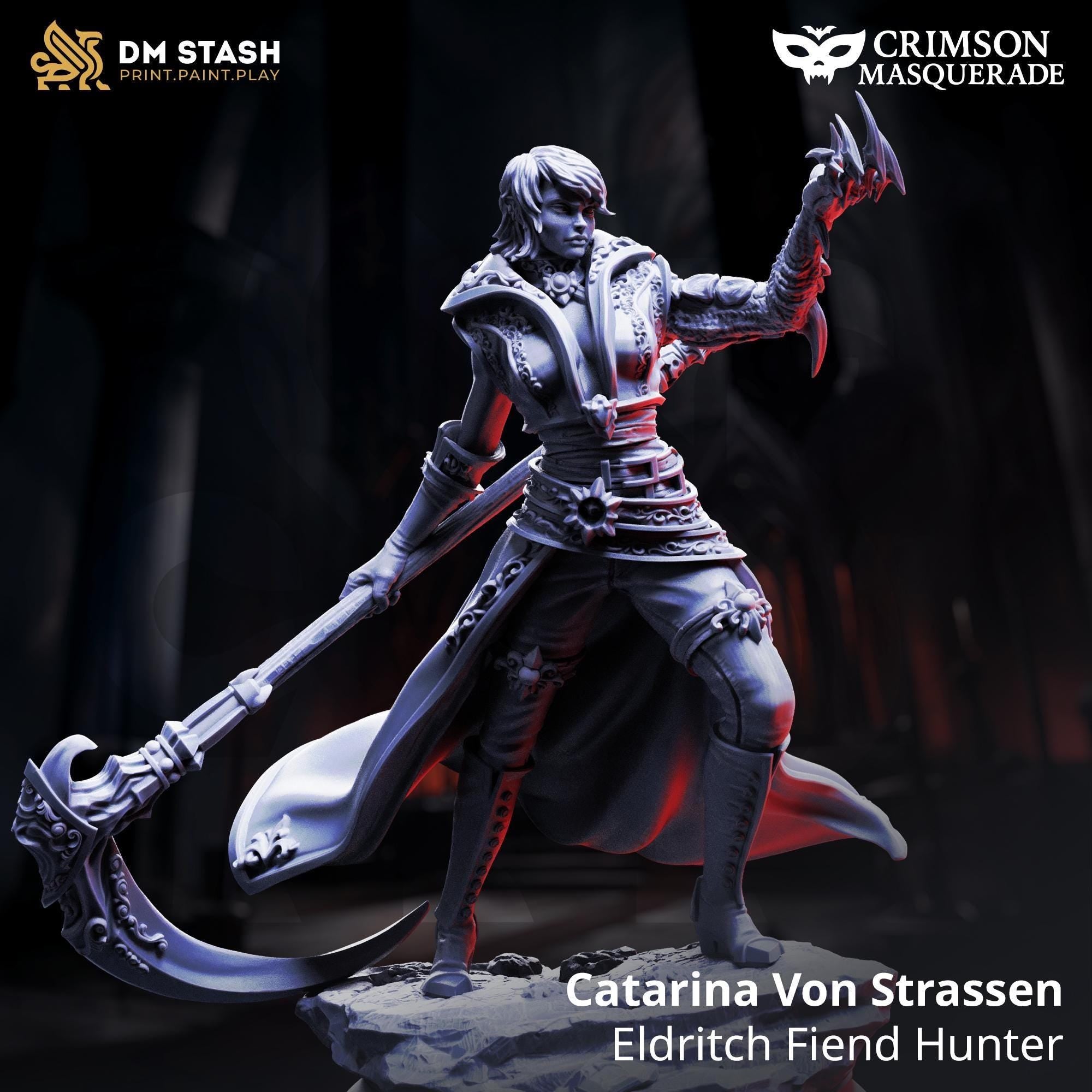 Caterina Von Strassen | Fighter Warlock DND Miniature | 32mm Resin RPG Figure Dungeons and Dragons