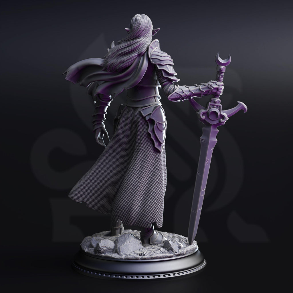Ilnia Vasrith | Female Drow Dark Elf Paladin Fighter | 32mm / 28mm / 75mm | Ideal for Tabletop RPGs | Dungeons and Dragons - Dm Stash