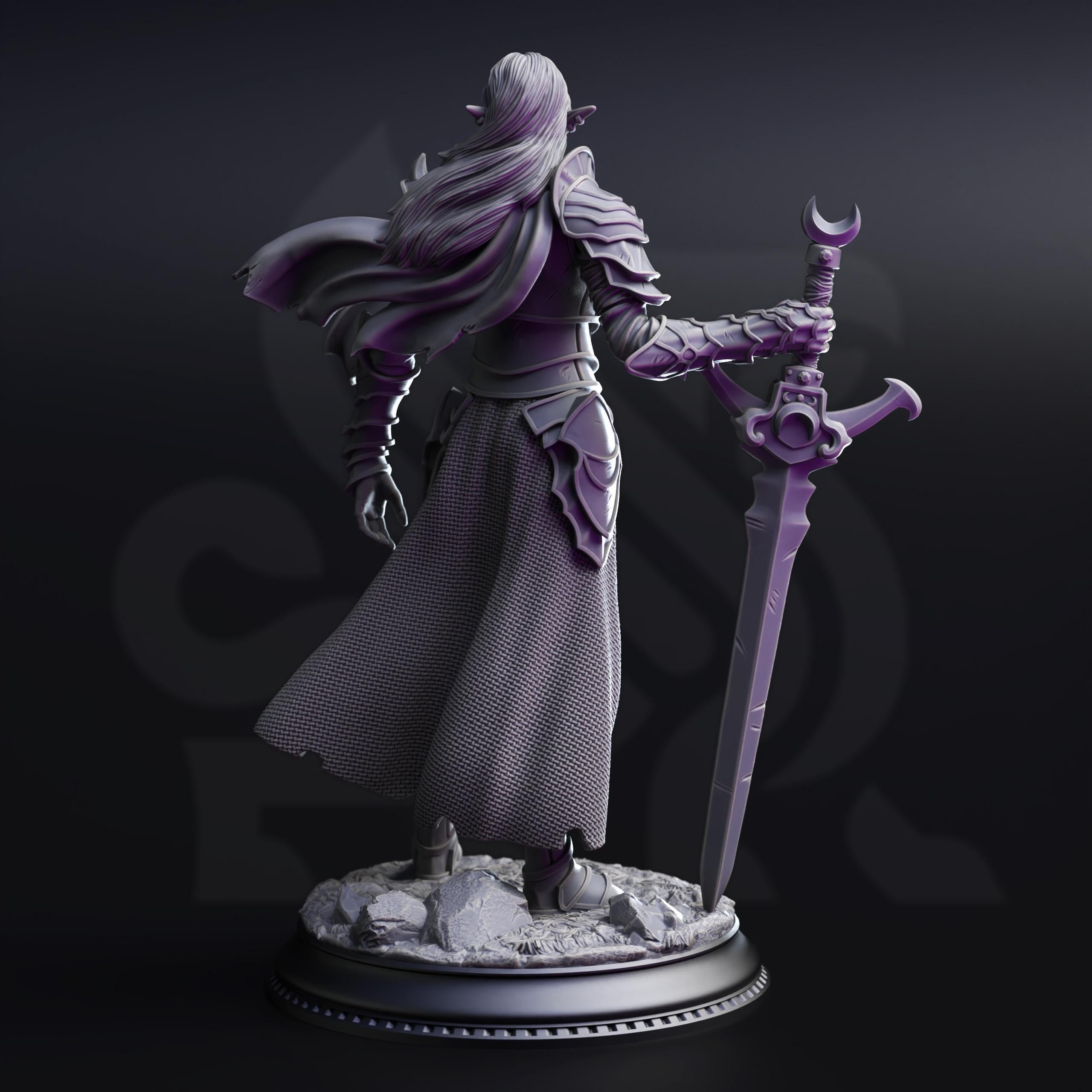 Ilnia Vasrith | Female Drow Dark Elf Paladin Fighter | 32mm / 28mm / 75mm | Ideal for Tabletop RPGs | Dungeons and Dragons - Dm Stash