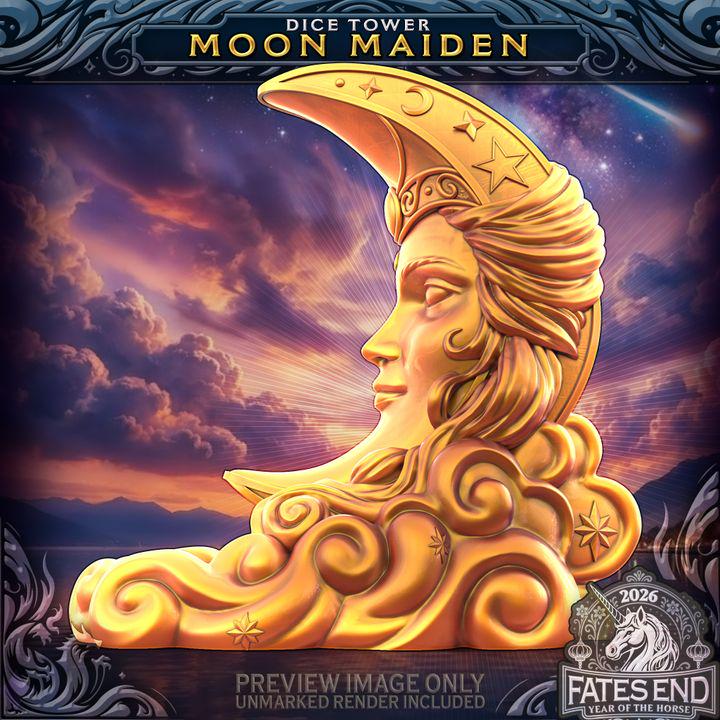 Moon Maiden Dice Tower | Celestial Dice Tower for DND | Fantasy Moon Goddess Dice Roller | Whimsical Tabletop RPG Accessory