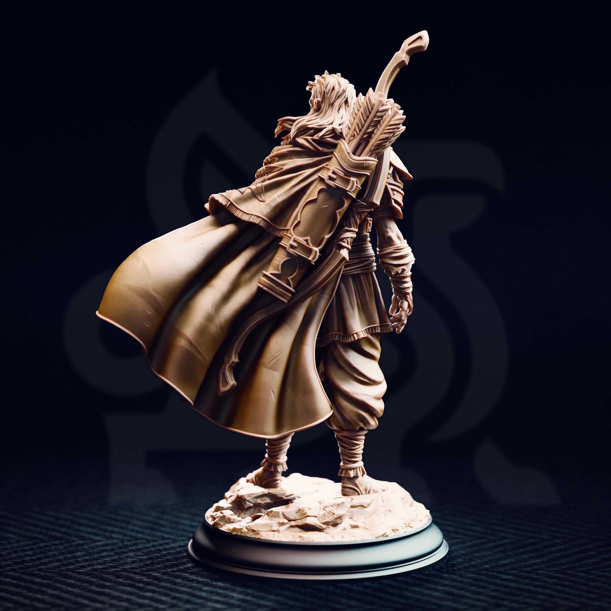 Sactarin | Male Elf Fighter Ranger | 32mm / 28mm / 75mm | Ideal for Tabletop RPGs | Dungeons and Dragons - Dm Stash