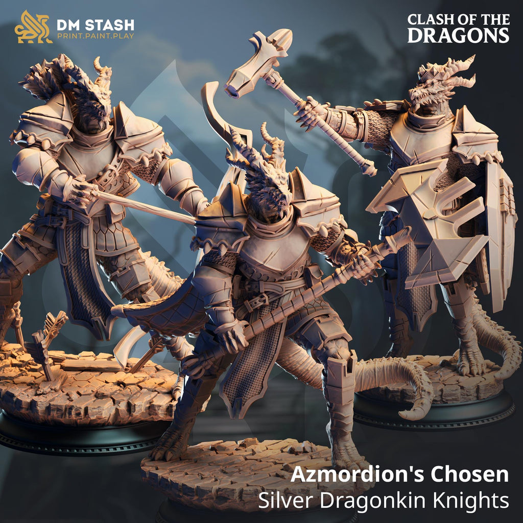 Azmordion's Chosen Dragonborn Fighter DND Miniature | 32mm Resin RPG Figure Dungeons and Dragons