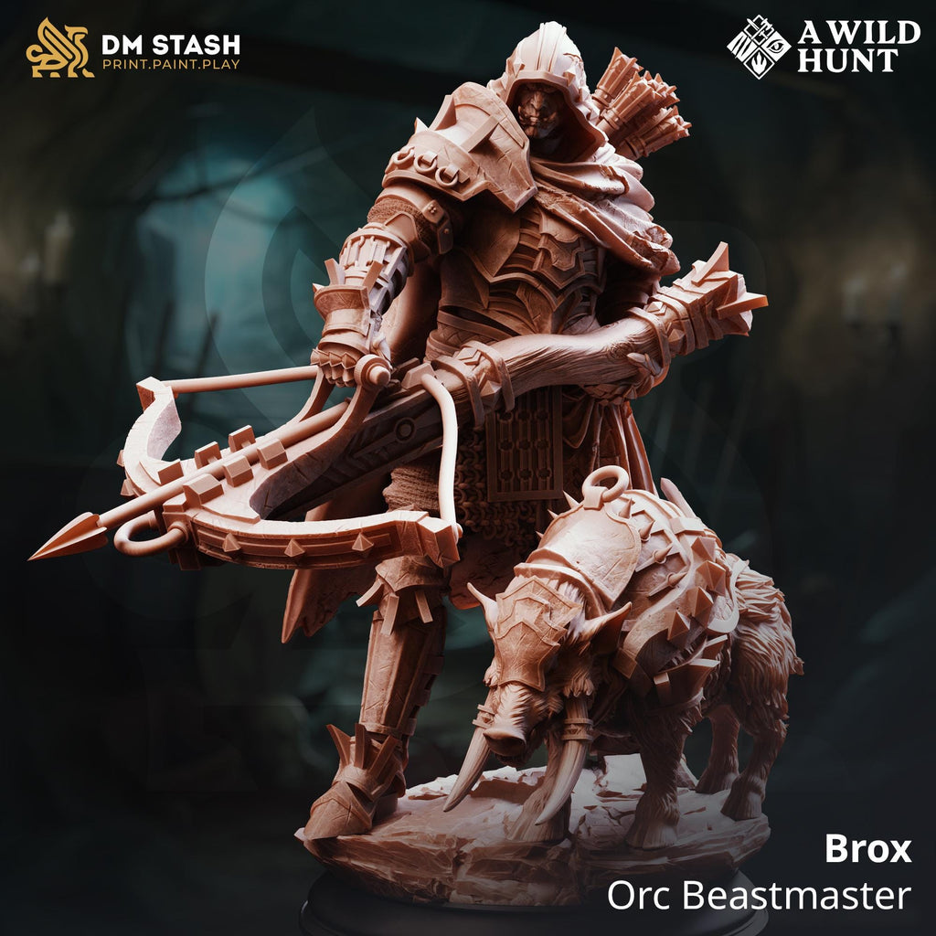 Brox | Orc Beastmaster Ranger Druid Fighter  | 32mm / 28mm / 75mm | Ideal for Tabletop RPGs | Dungeons and Dragons - Dm Stash