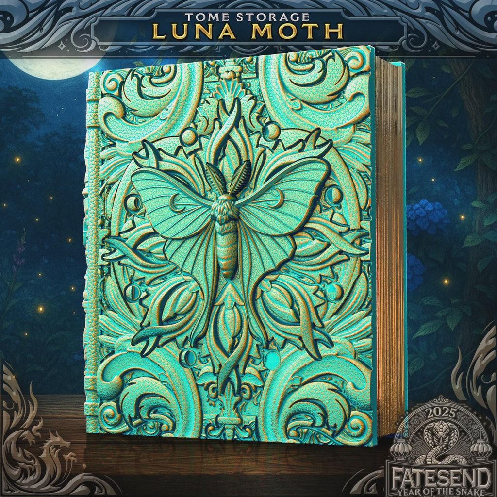 Luna Moth Tower Book | Dungeons & Dragons Dice Storage Tome | RPG Dice Tray | Bardic Gift | TTRPG Accessory Organiser