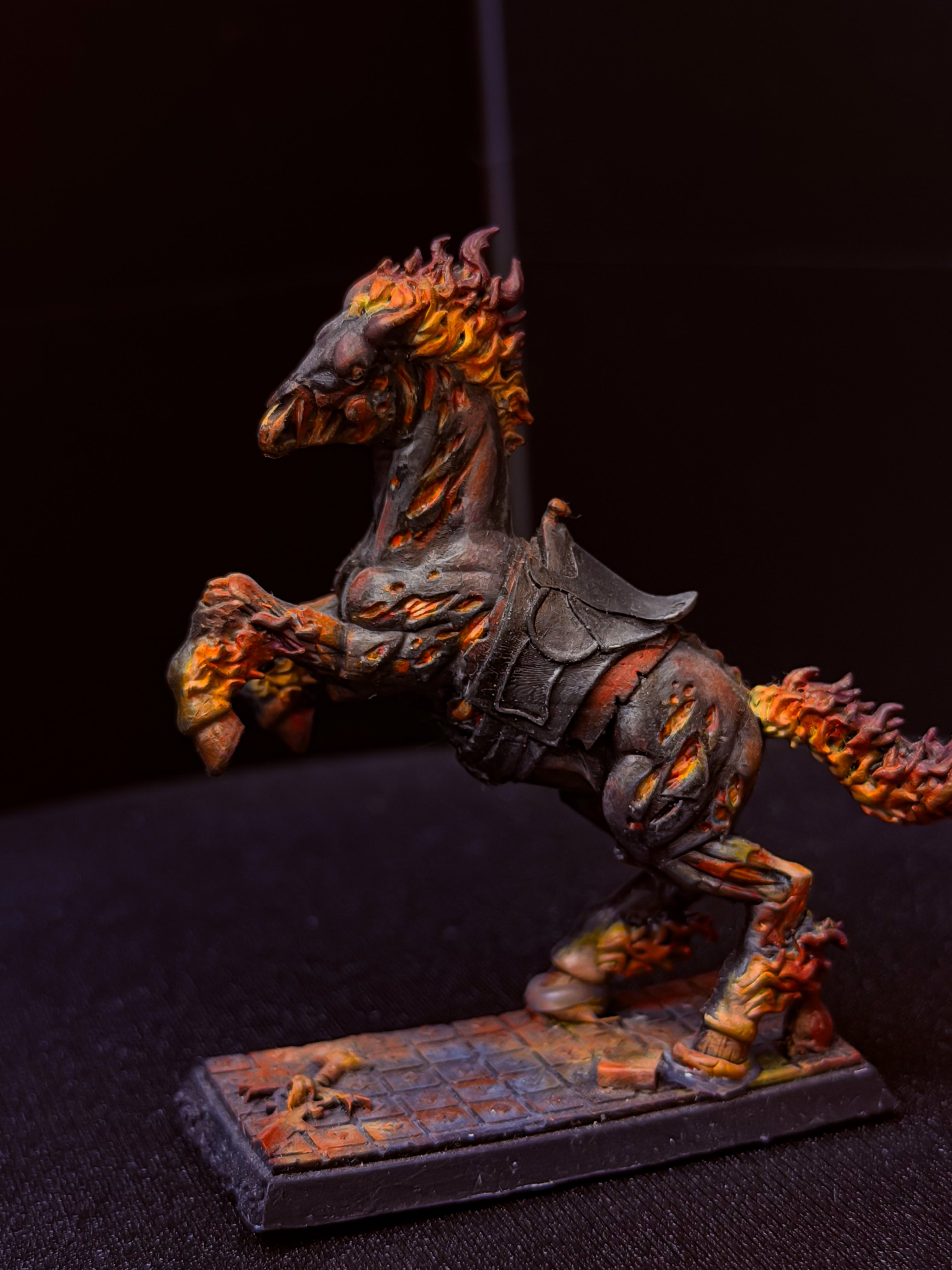 Pre-Painted D&D Miniature | Nightmare | Hand-Painted Infernal Warhorse | TTRPG Ready