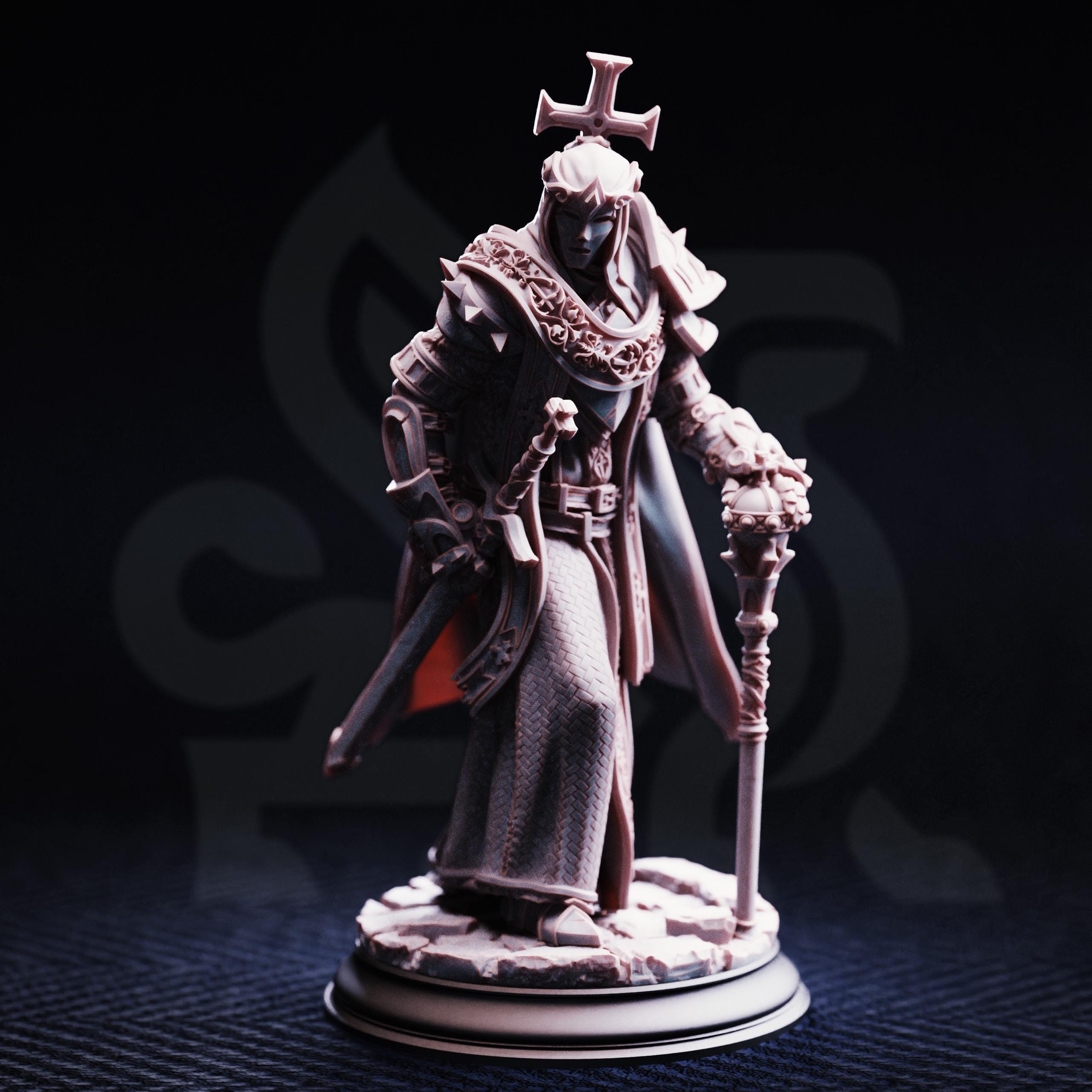 Arch Paladin Tyrius the 3rd | Human Elf Fighter Paladin | 32mm / 28mm / 75mm | Ideal for Tabletop RPGs | Dungeons and Dragons - Dm Stash