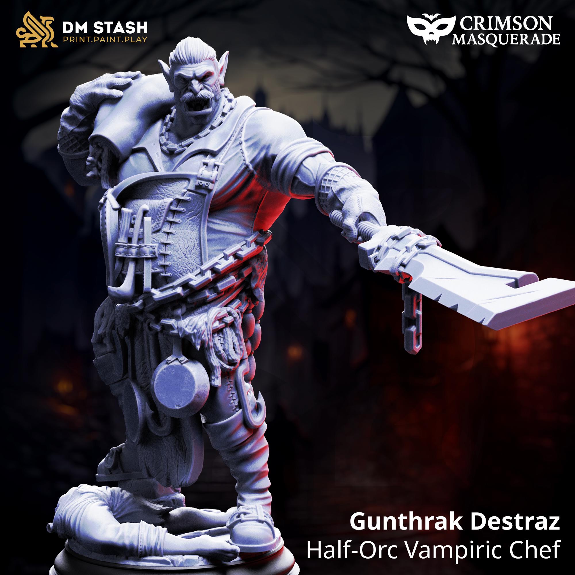 Gunthrak Destraz Vampire Half Orc DND Miniature | 32mm Resin RPG Figure Dungeons and Dragons
