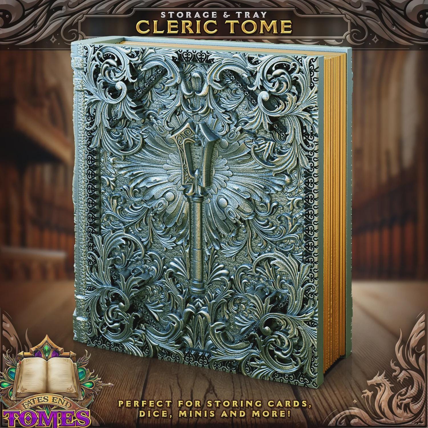Cleric Dice Tower Book | Dungeons & Dragons Dice Storage Tome | RPG Dice Tray | Bardic Gift | TTRPG Accessory Organiser
