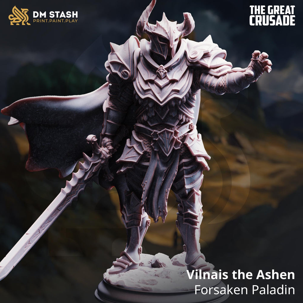 Villnais The Ashen Paladin DND Miniature | 32mm Resin RPG Figure Dungeons and Dragons