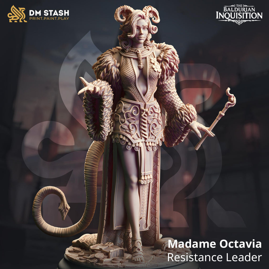 Madame Octavia | Female Tiefling Mage Bard Sorcerer Wizard | 32mm / 28mm / 75mm | Ideal for Tabletop RPGs | Dungeons and Dragons - Dm Stash