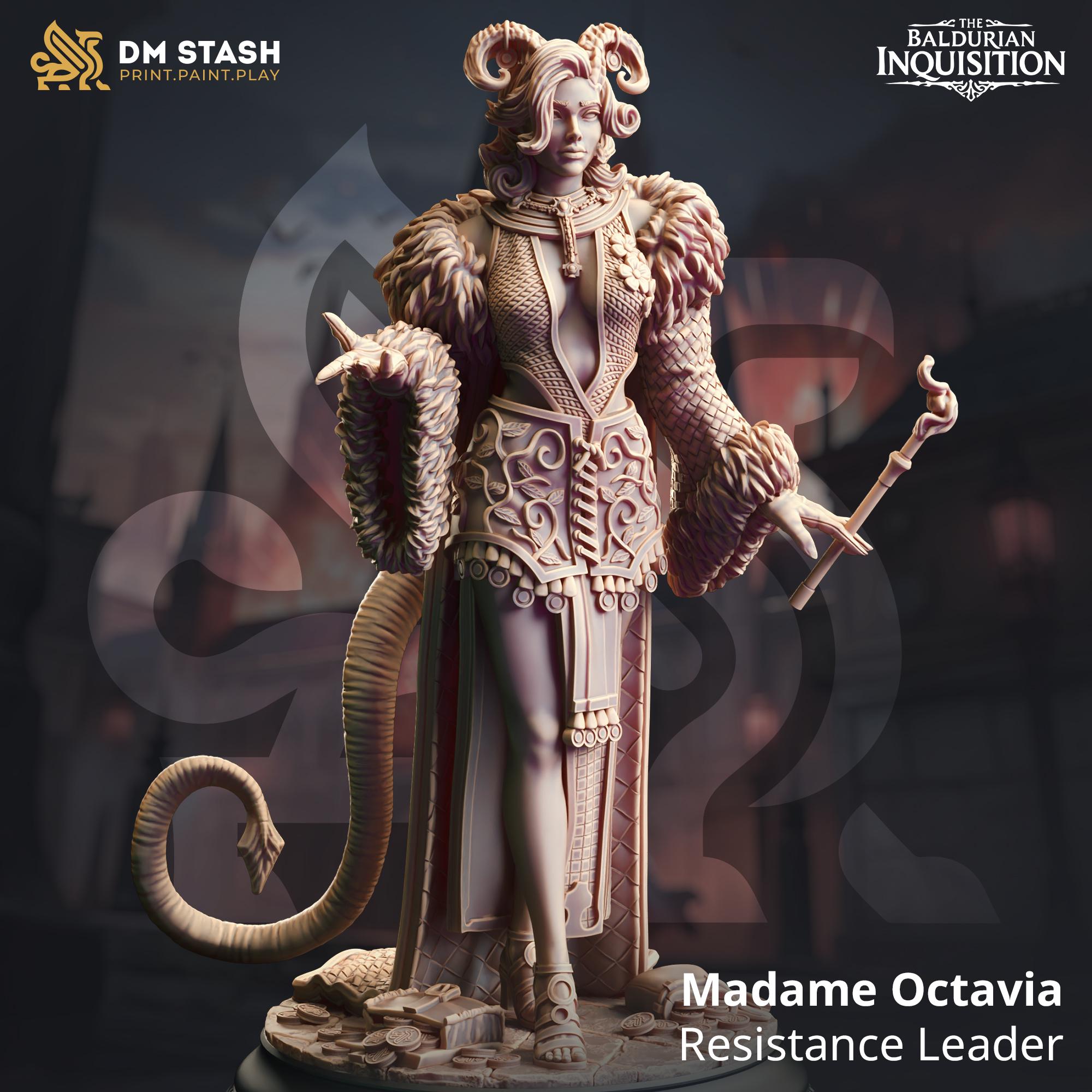 Madame Octavia | Female Tiefling Mage Bard Sorcerer Wizard | 32mm / 28mm / 75mm | Ideal for Tabletop RPGs | Dungeons and Dragons - Dm Stash