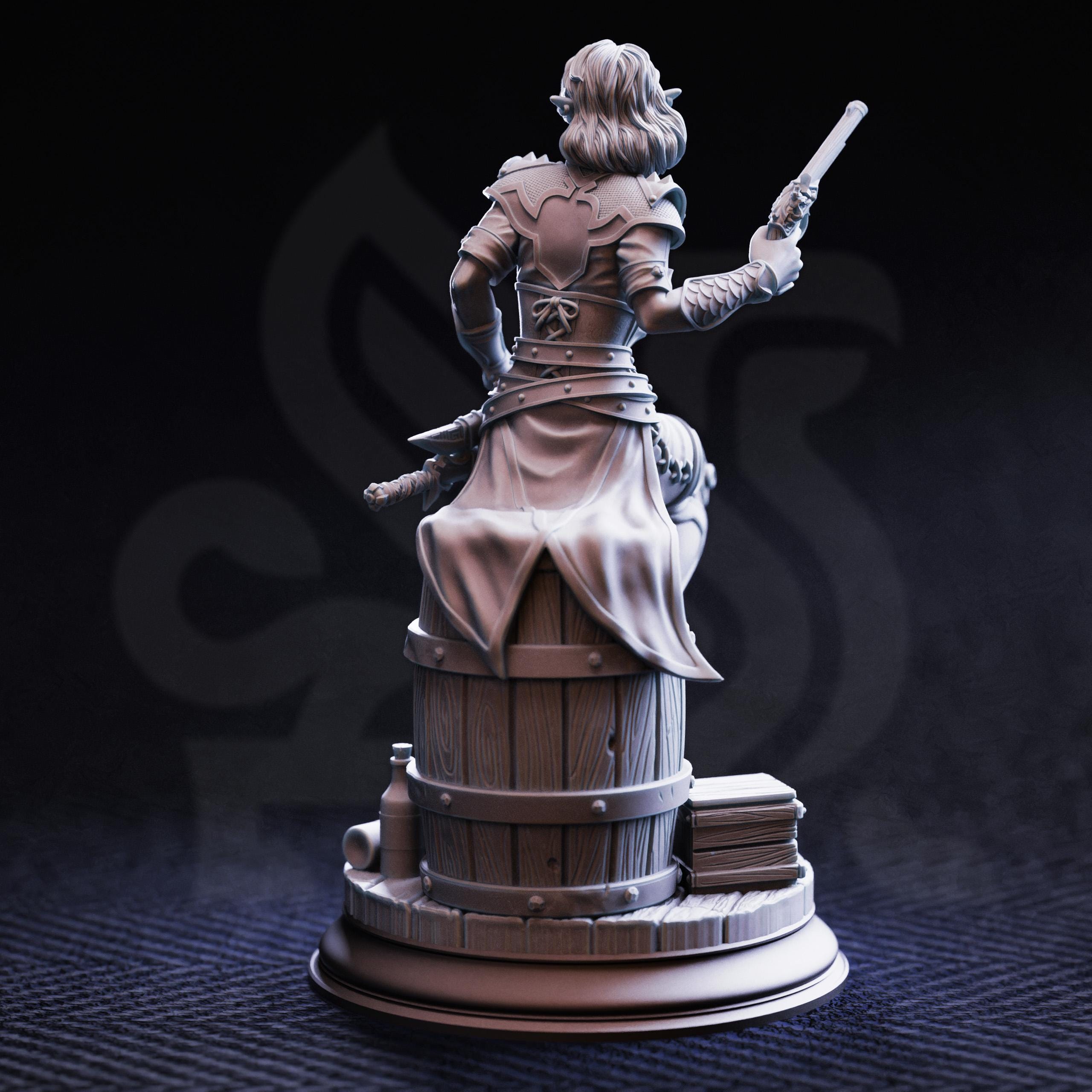 Priscilla Elf Rogue Gunslinger DND Miniature | 32mm Resin RPG Figure Dungeons and Dragons