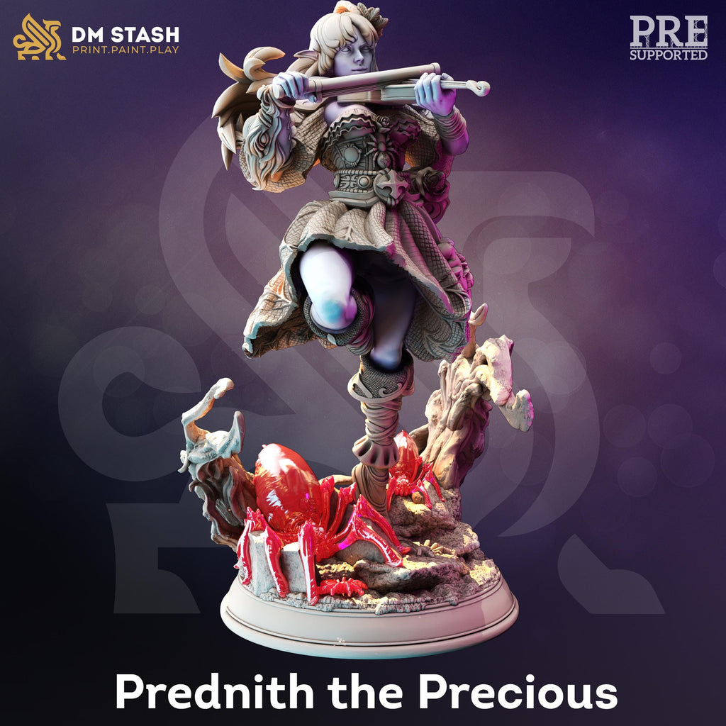 Prednith - Spider Tamer Elf DND Bard Miniature | 32mm Resin RPG Figure Dungeons and Dragons