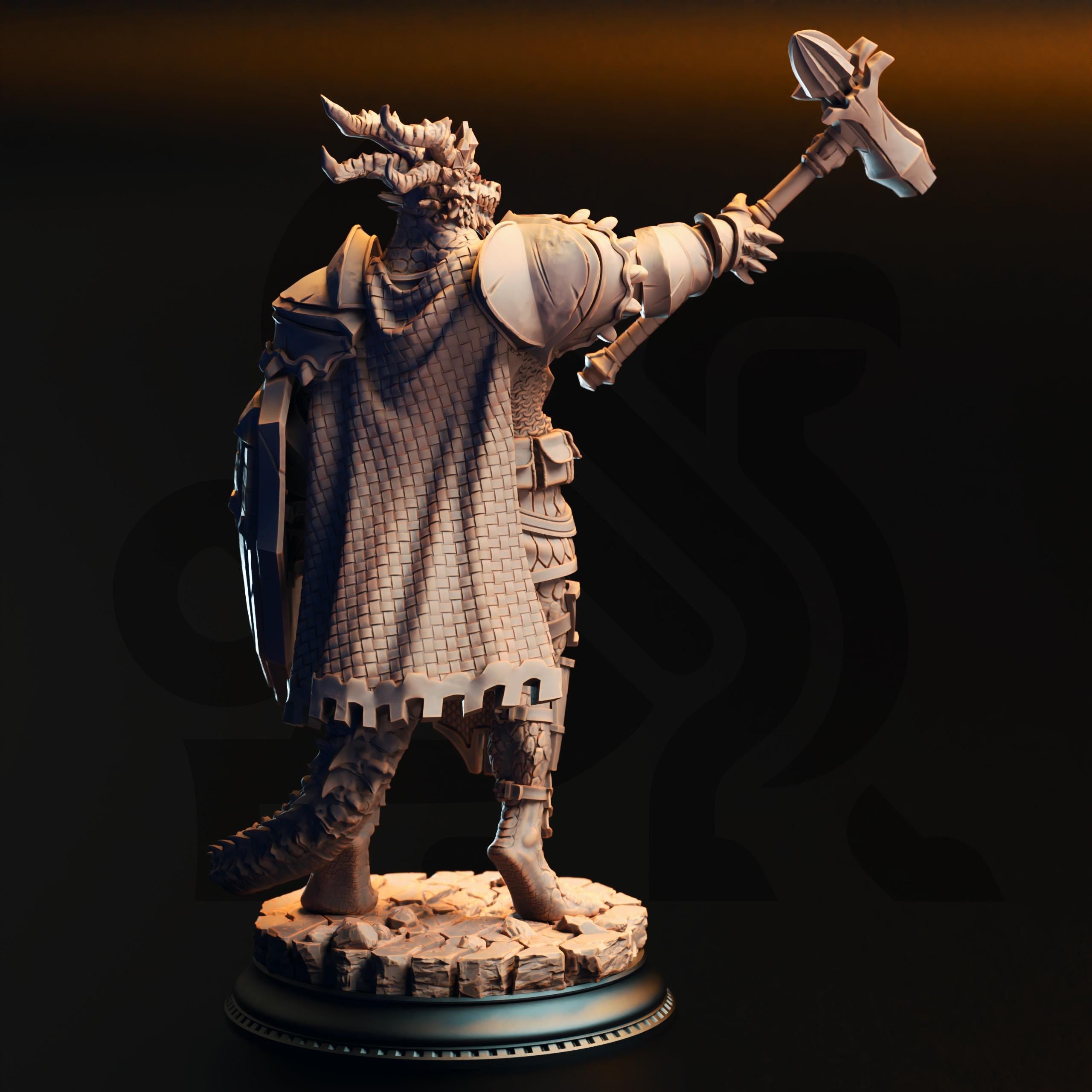 Azmordion's Chosen Dragonborn Fighter DND Miniature | 32mm Resin RPG Figure Dungeons and Dragons