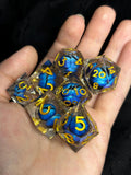 Frostwyrm Eye | White Dragon Inspired Liquid Core Dice Set | Sharp Edge D&D Dice | Premium RPG Polyhedral Dice For TTRPGS