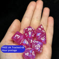 Rosefae Spellshard | Iridescent Fantasy Sharp-Edge Dice Set | Pink Fae Magic D&D Dice | Polyhedral RPG Set for Dungeons and Dragons