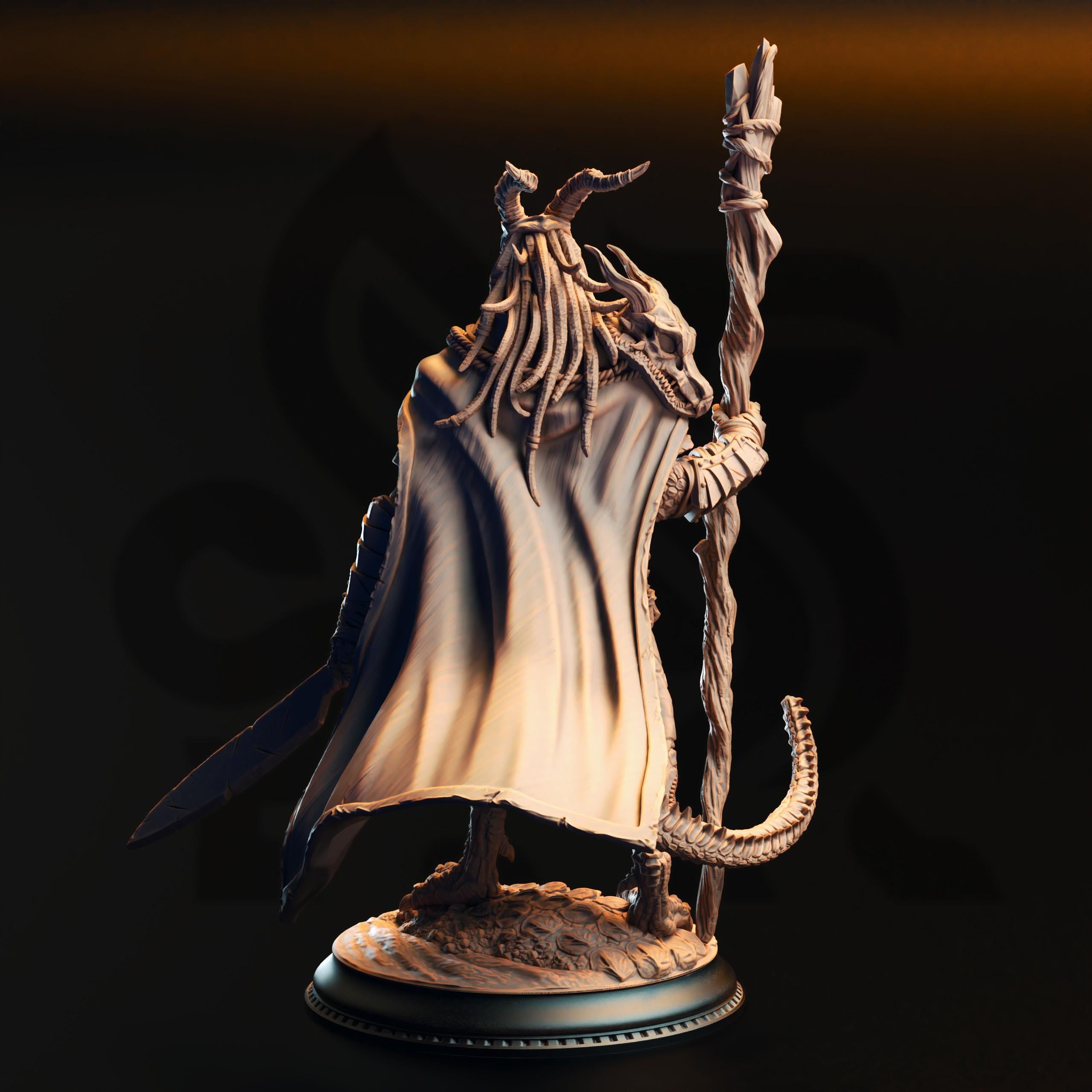 Horzin Ashen-Palm | Dragonborn Druid | 32mm / 28mm / 75mm | Ideal for Tabletop RPGs | Dungeons and Dragons - Dm Stash