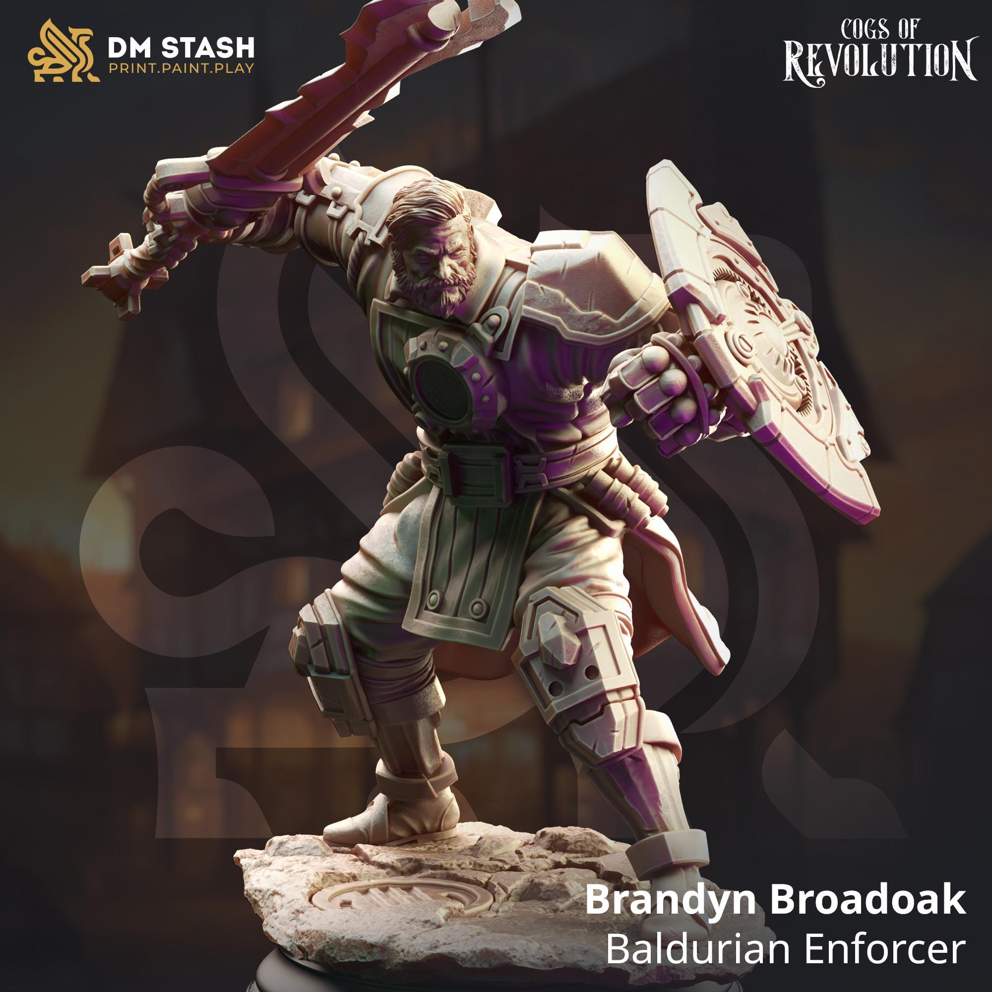 Brandyn Broadoak | Human Artificer Fighter Paladin | 32mm / 28mm / 75mm | Ideal for Tabletop RPGs | Dungeons and Dragons - Dm Stash