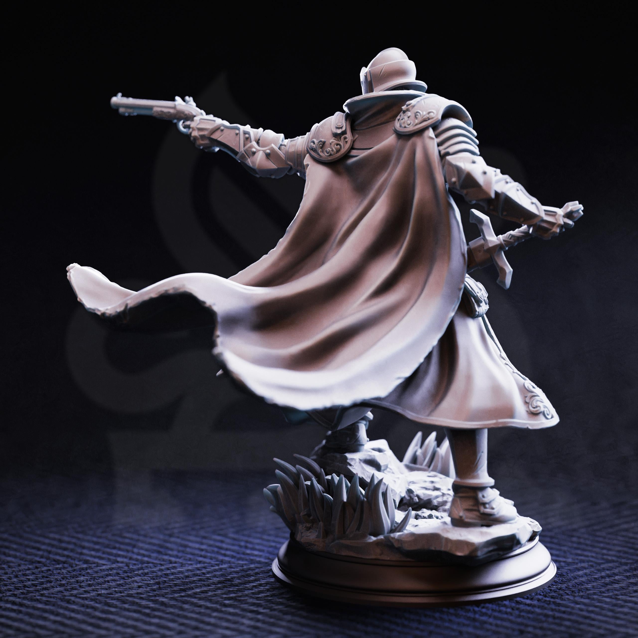 Sir Enidus | Human Elf Gunslinger Paladin Knight Fighter | 32mm / 28mm / 75mm | Ideal for Tabletop RPGs | Dungeons and Dragons - Dm Stash