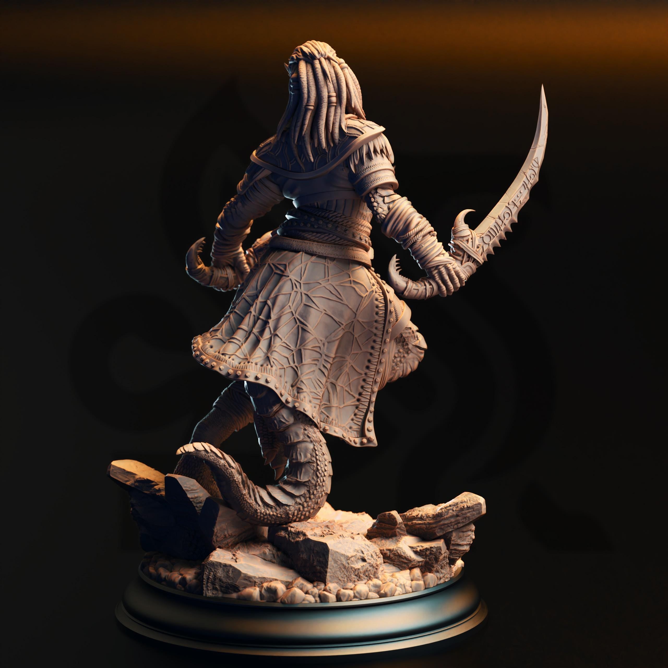 Kijaa Shadowblade | Dragonborn Rogue Fighter | 32mm / 28mm / 75mm | Ideal for Tabletop RPGs | Dungeons and Dragons - Dm Stash
