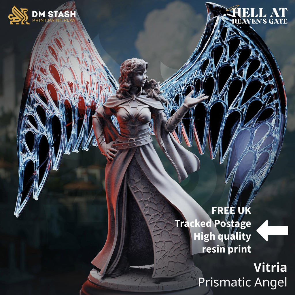 Vitria Prismatic Angel Cleric DND Miniature | 32mm Resin RPG Figure Dungeons and Dragons