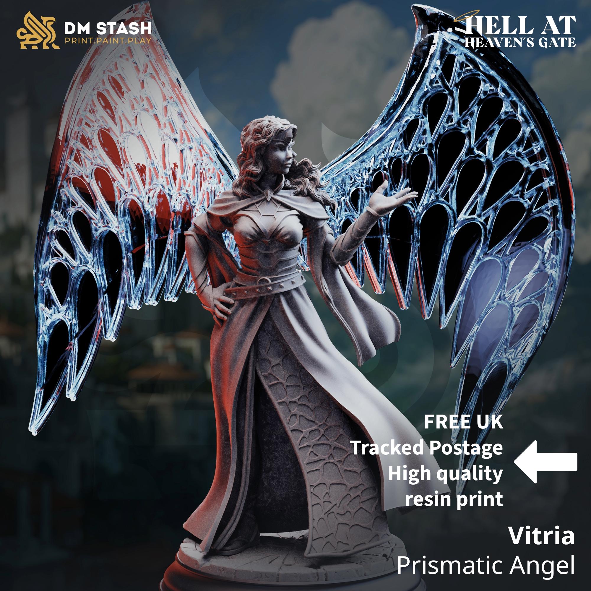 Vitria Prismatic Angel Cleric DND Miniature | 32mm Resin RPG Figure Dungeons and Dragons