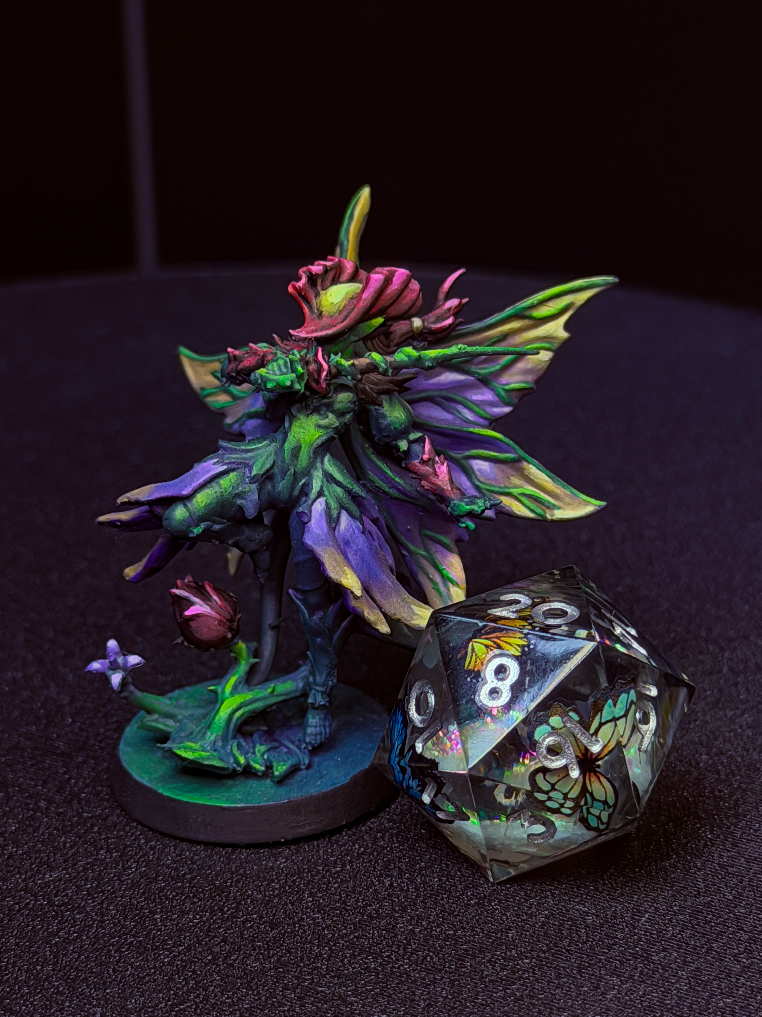 Pre-Painted D&D Miniature | Dark Fairy | Corrupted Fey | Hand-Painted Fantasy Character | TTRPG Ready