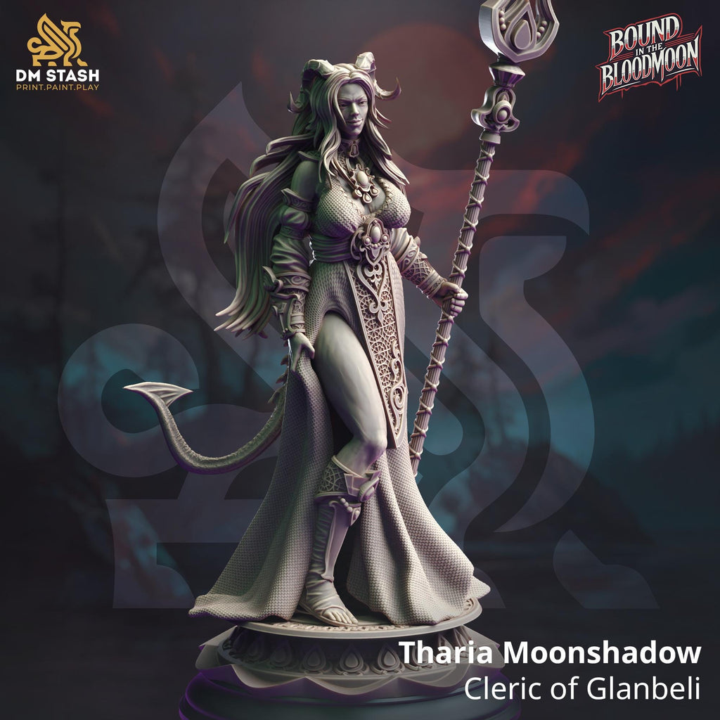 Tharia Moonshadow | Female Tiefling Mage Cleric Wizard | 32mm / 28mm / 75mm | Ideal for Tabletop RPGs | Dungeons and Dragons - Dm Stash