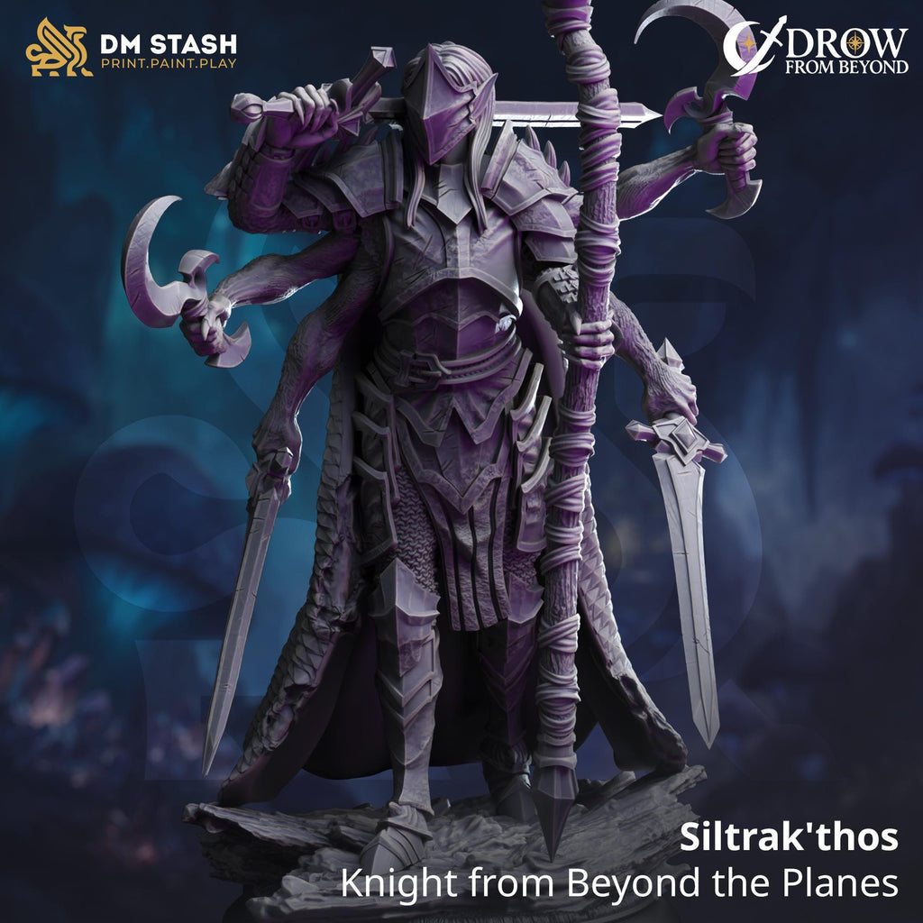 Siltrak'thos | Drow Dark Elf Paladin Fighter | 32mm / 28mm / 75mm | Ideal for Tabletop RPGs | Dungeons and Dragons - Dm Stash