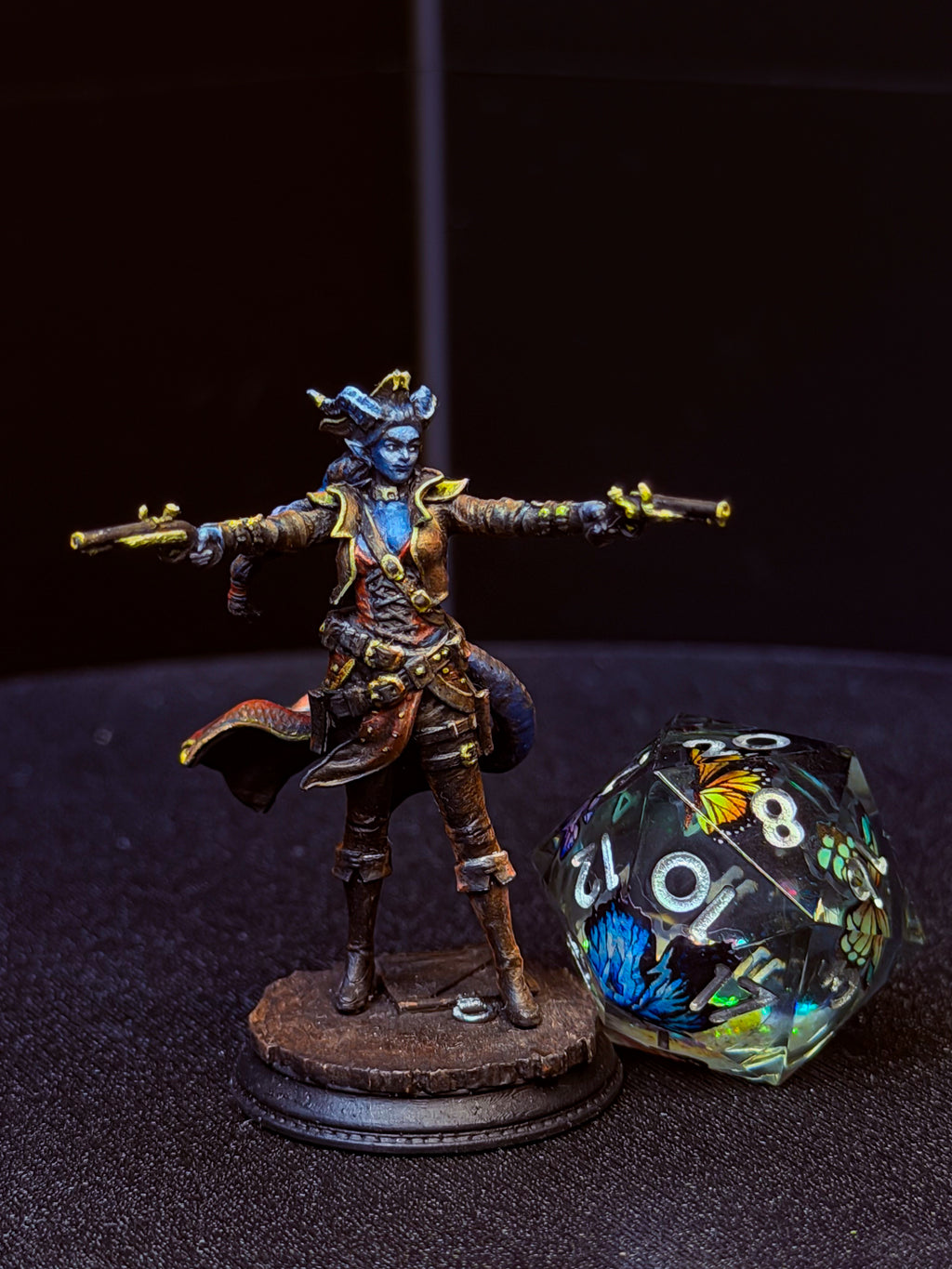 Pre-Painted D&D Miniature |Tiefling Gunslinger | Hand-Painted Character Mini | TTRPG Ready