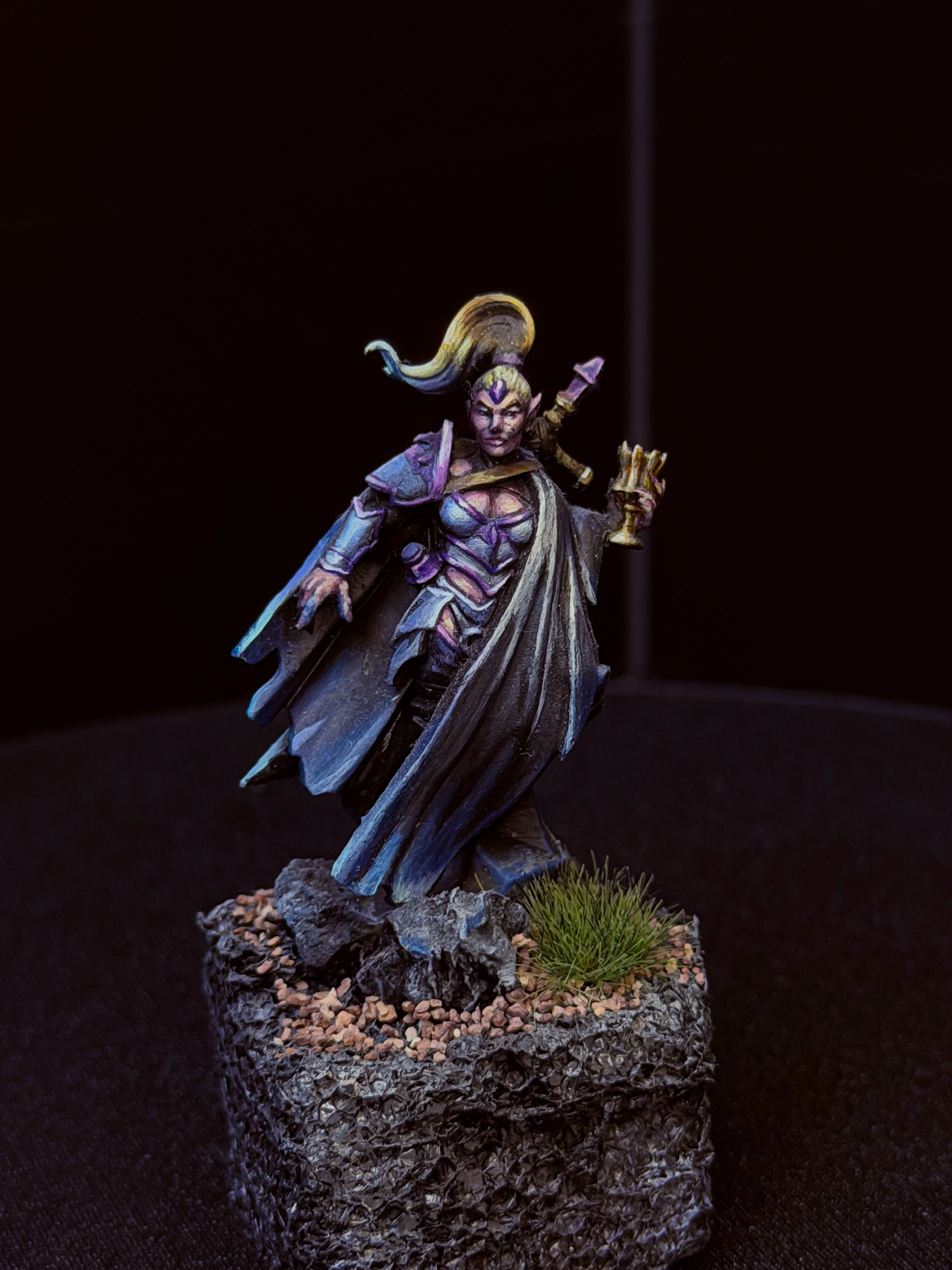 Pre-Painted D&D Miniature | Dark Elf Sorceress | Hand-Painted Fantasy Character | TTRPG Ready