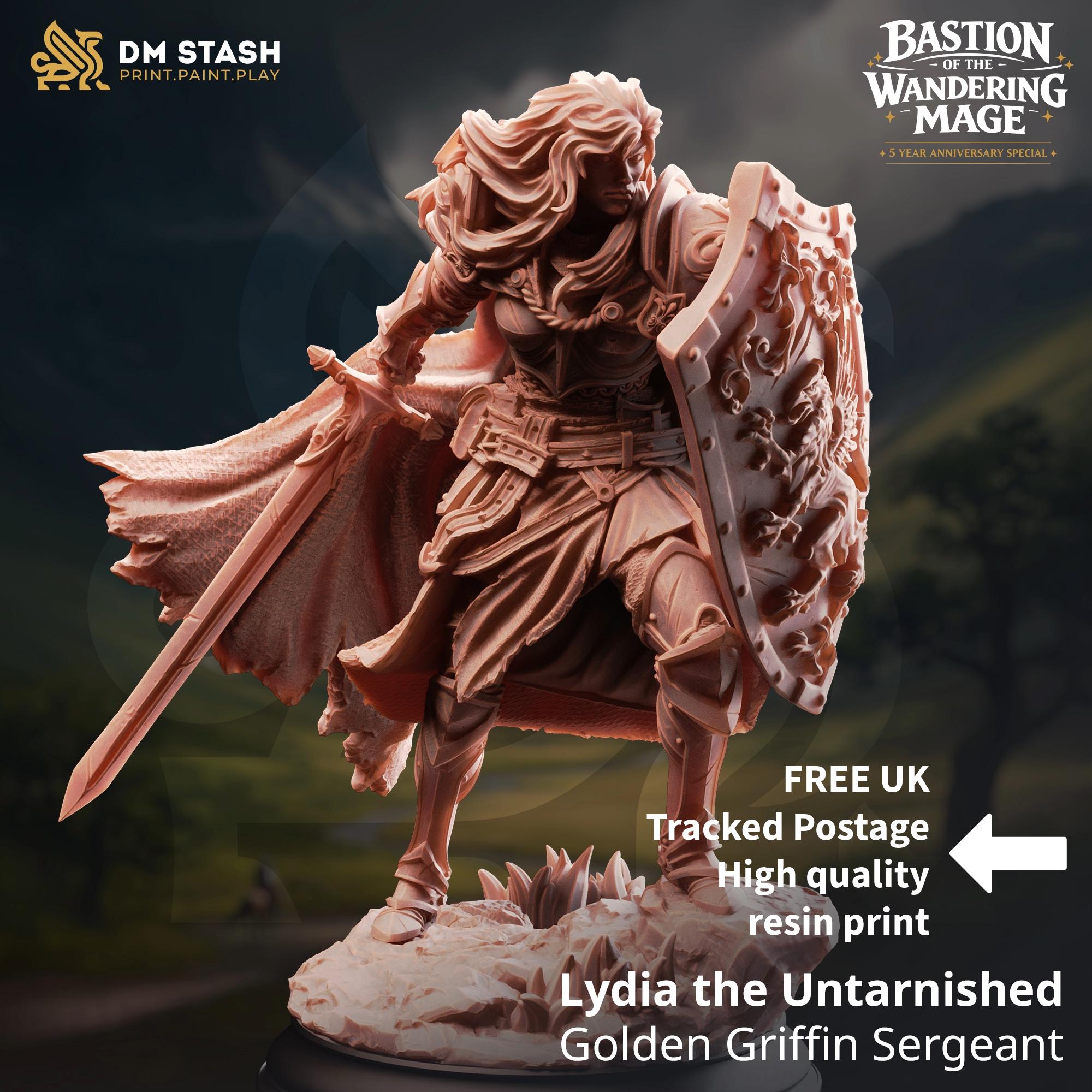 Lydia the Untarnished Paladin Fighter DND Miniature | 32mm Resin RPG Figure Dungeons and Dragons