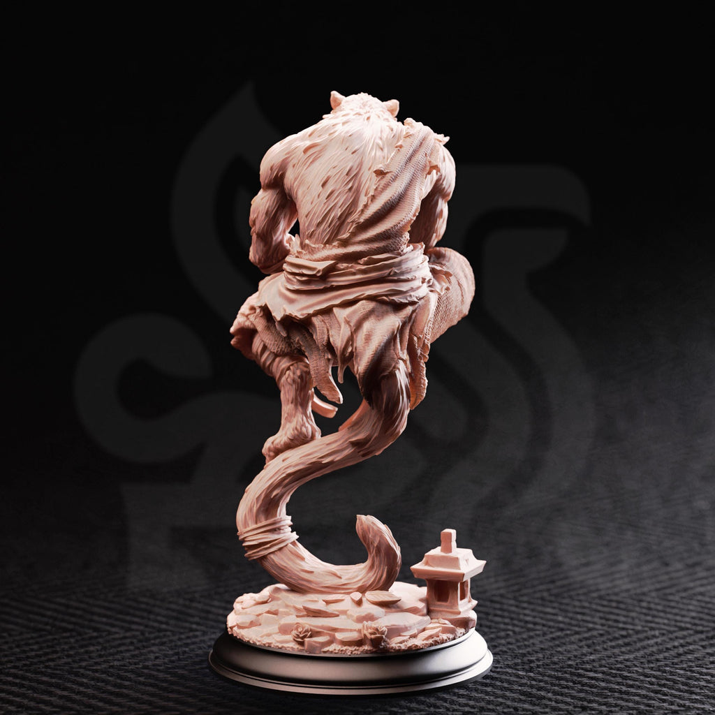 Raiko Tabaxi Monk Barbarian DND Miniature | 32mm Resin RPG Figure Dungeons and Dragons