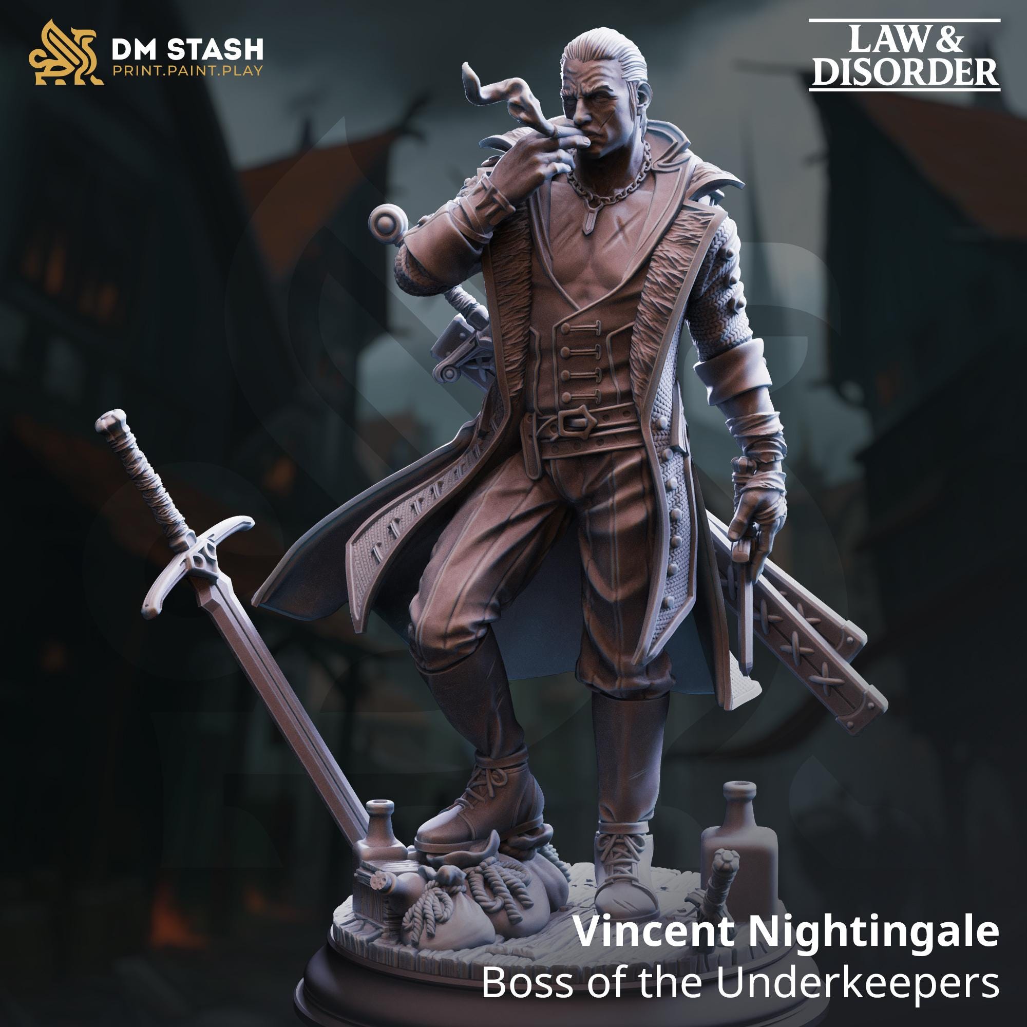 Vincent Nightingale Rogue Duelist Fighter DND Miniature | 32mm Resin RPG Figure Dungeons and Dragons