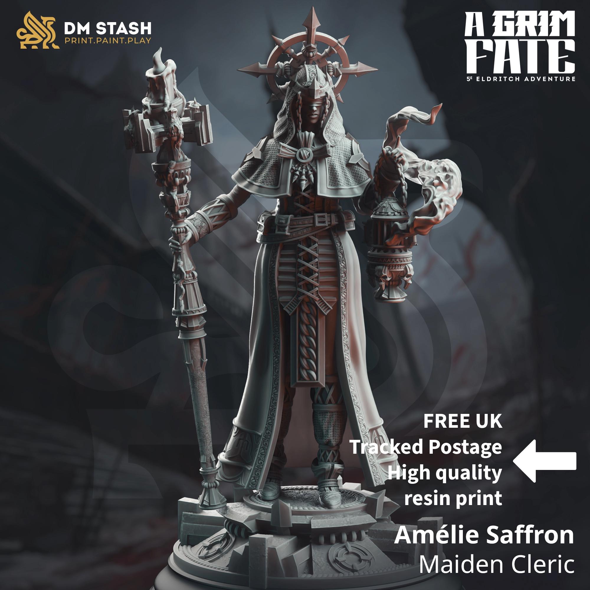Amelie Saffron | Cleric, Mage, Paladin DND Miniature | 32mm Resin RPG Figure Dungeons and Dragons